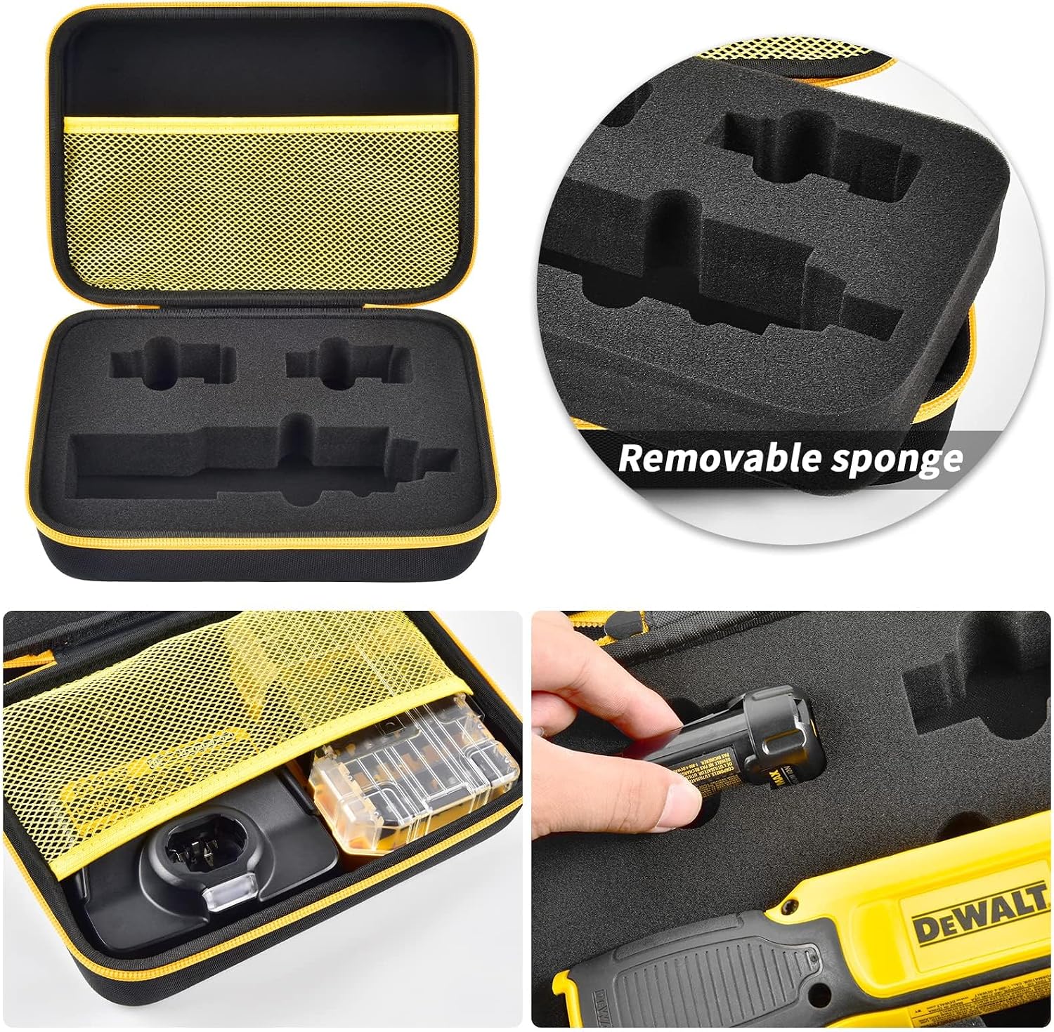 GWCASE Case for DEWALT 8V MAX Cordless Screwdriver Kit DCF682N1/DCF682N2 | Gyroscopic Storage Holder with Mesh Pocket for Electric Screwdriving