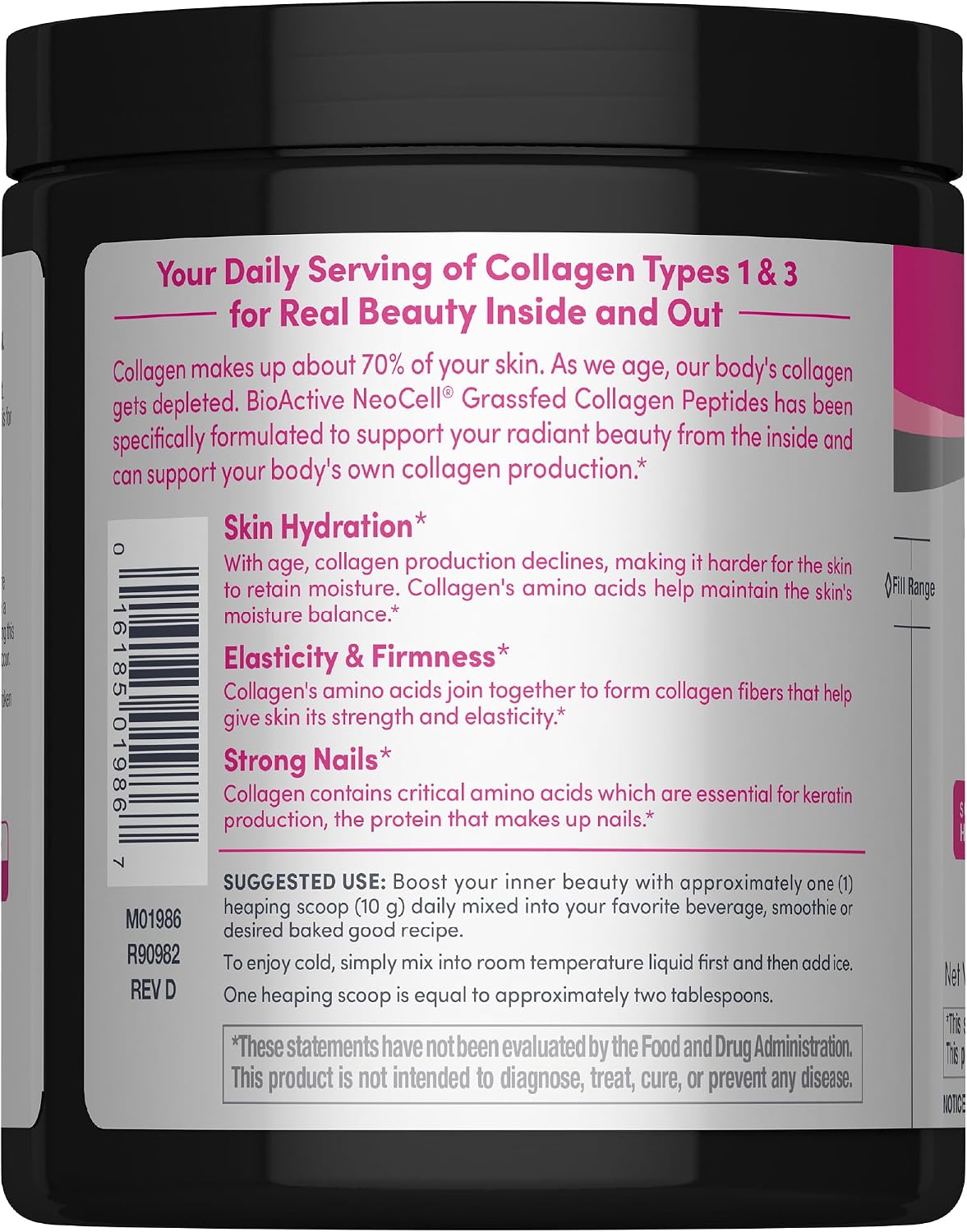NeoCell Grassfed Collagen Peptides Powder | 7 oz | Unflavored | for Women and Men | Hair, Skin, & Nails