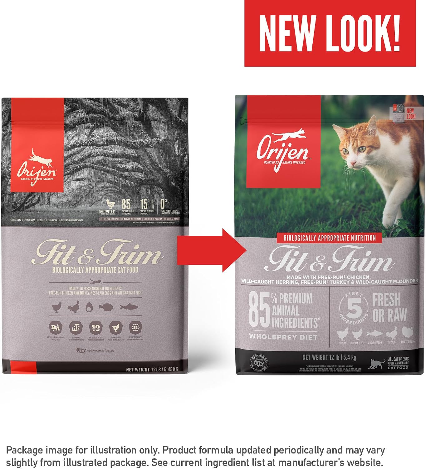 ORIJEN Grain Free WHOLEPREY Dry Cat Food Original Recipe 4lb. Bag | 90% Animal Ingredients, Freeze Dried, Fresh or Raw Ingredients, High Protein, Heart Health, Free-Run Poultry