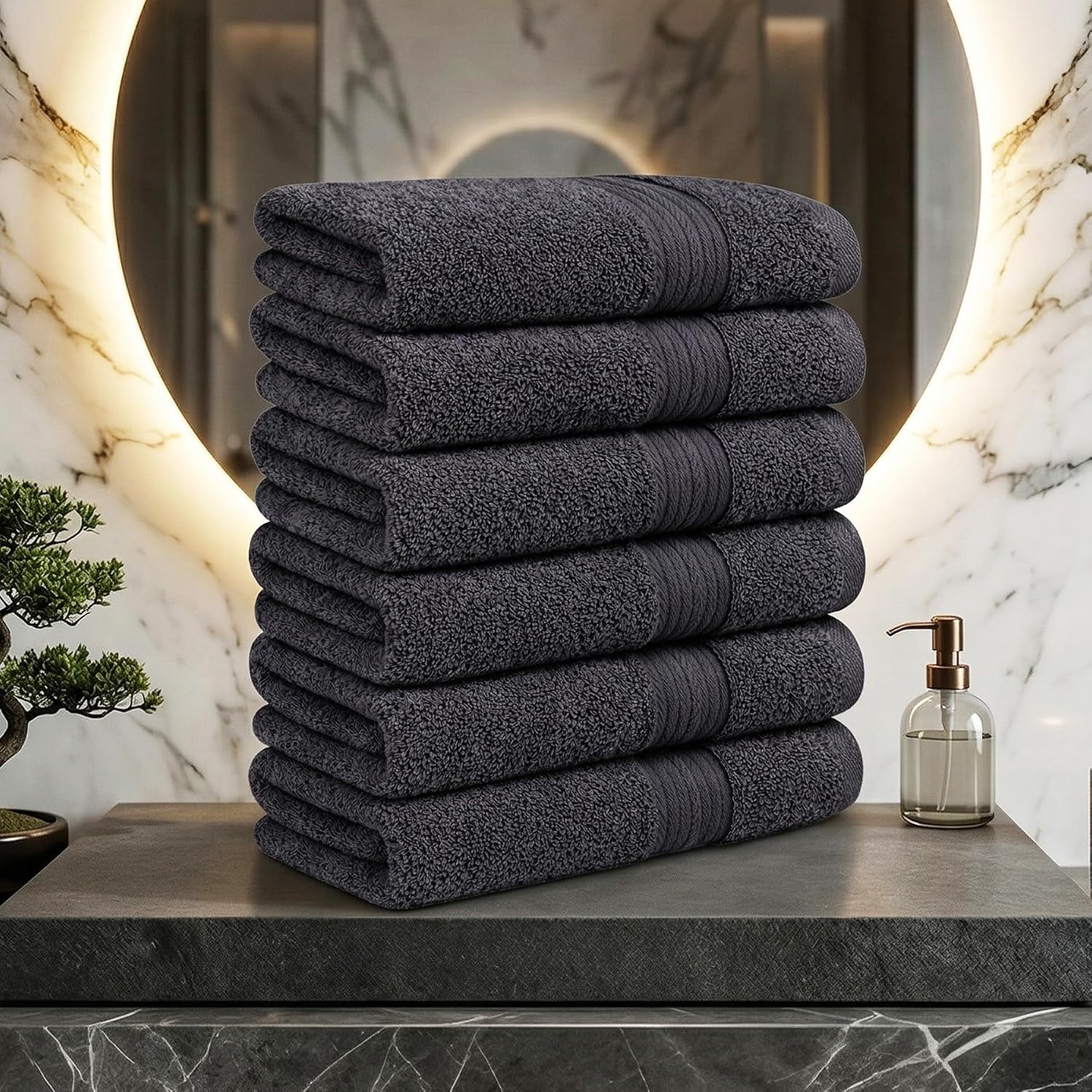 Ample Decor 100% Cotton Hand Towels 18x28 Inches, 600 GSM, Soft & Absorbent, Set of 12, Purple