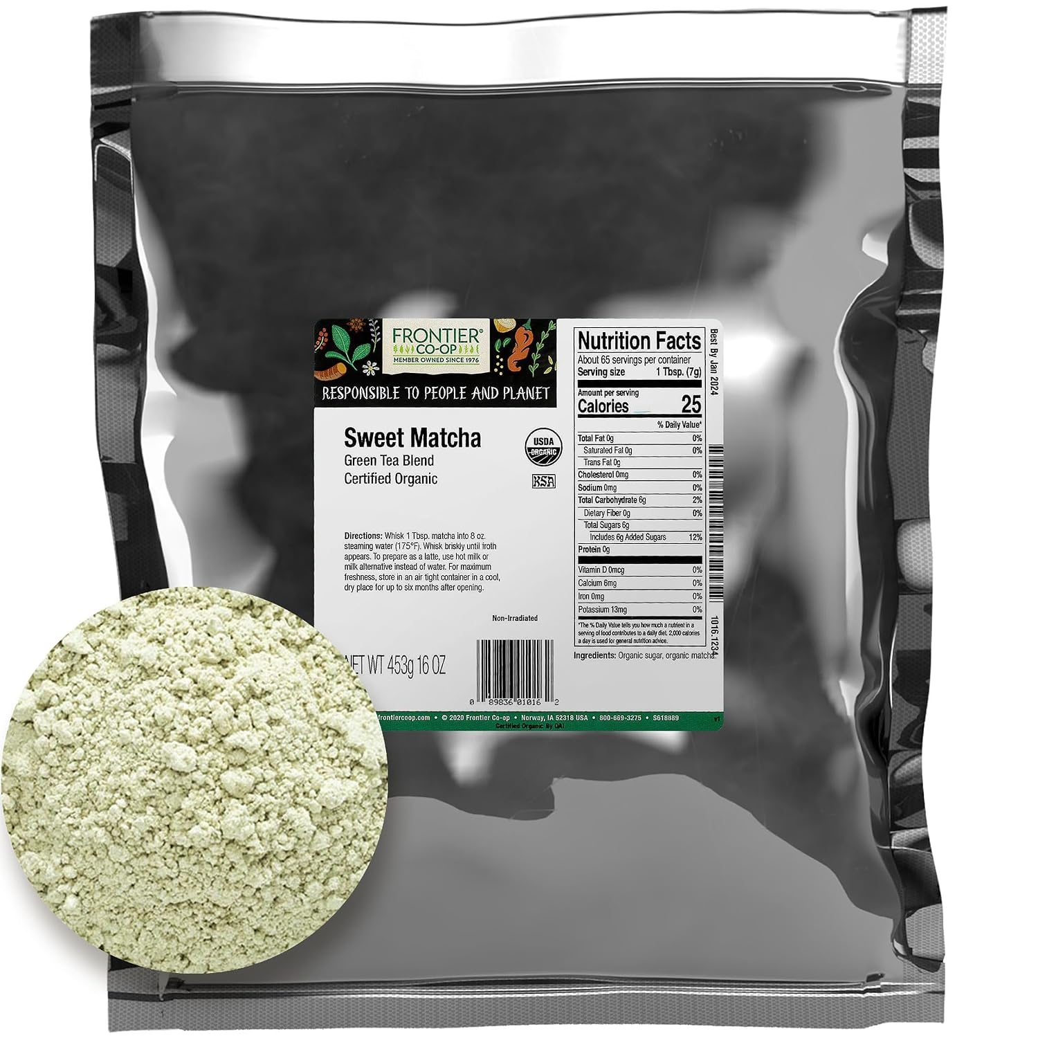Frontier Co-op Organic Gunpowder Green Tea Leaves, 1-Pound Bulk, Smokey Green Tea, Maintains Freshness, Kosher, Fair Trade | Smokey Green Tea, Maintains Freshness, Kosher, Fair Trade