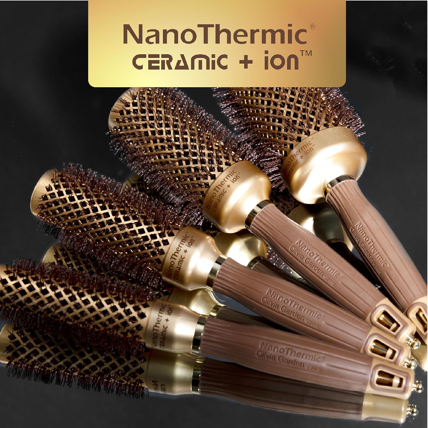 Olivia Garden NanoThermic Ceramic + Ion Round Thermal Hair Brush - Not Electrical - Professional Blowout Brush for Normal to Thick Hair