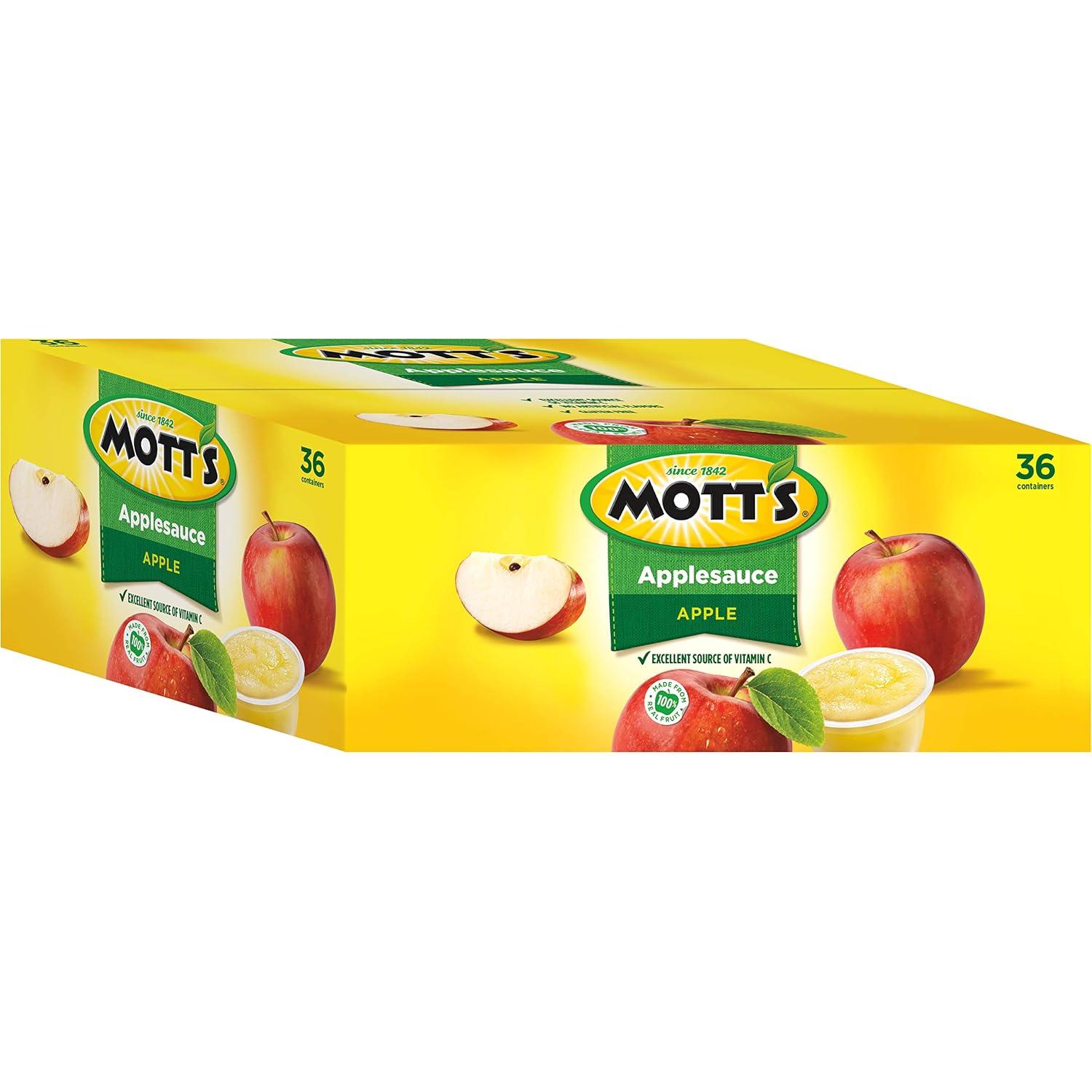 Mott's Applesauce, 4 Oz Cups, 36 Count, No Artificial Flavors, Good Source of Vitamin C, Nutritious Option for The Whole Family
