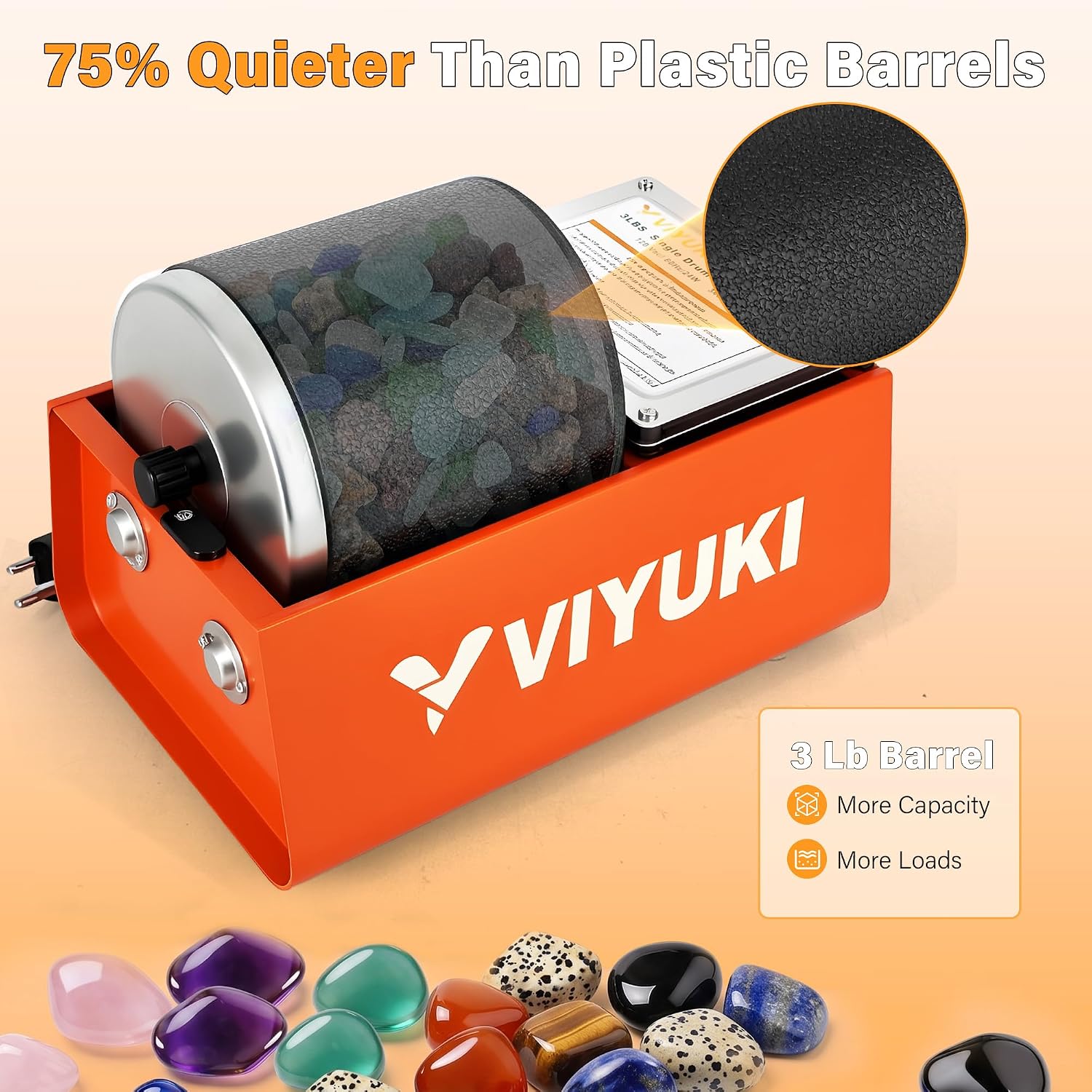 Professional Rock Tumbler Kit -6LB Rock Polisher(Double Barrel)