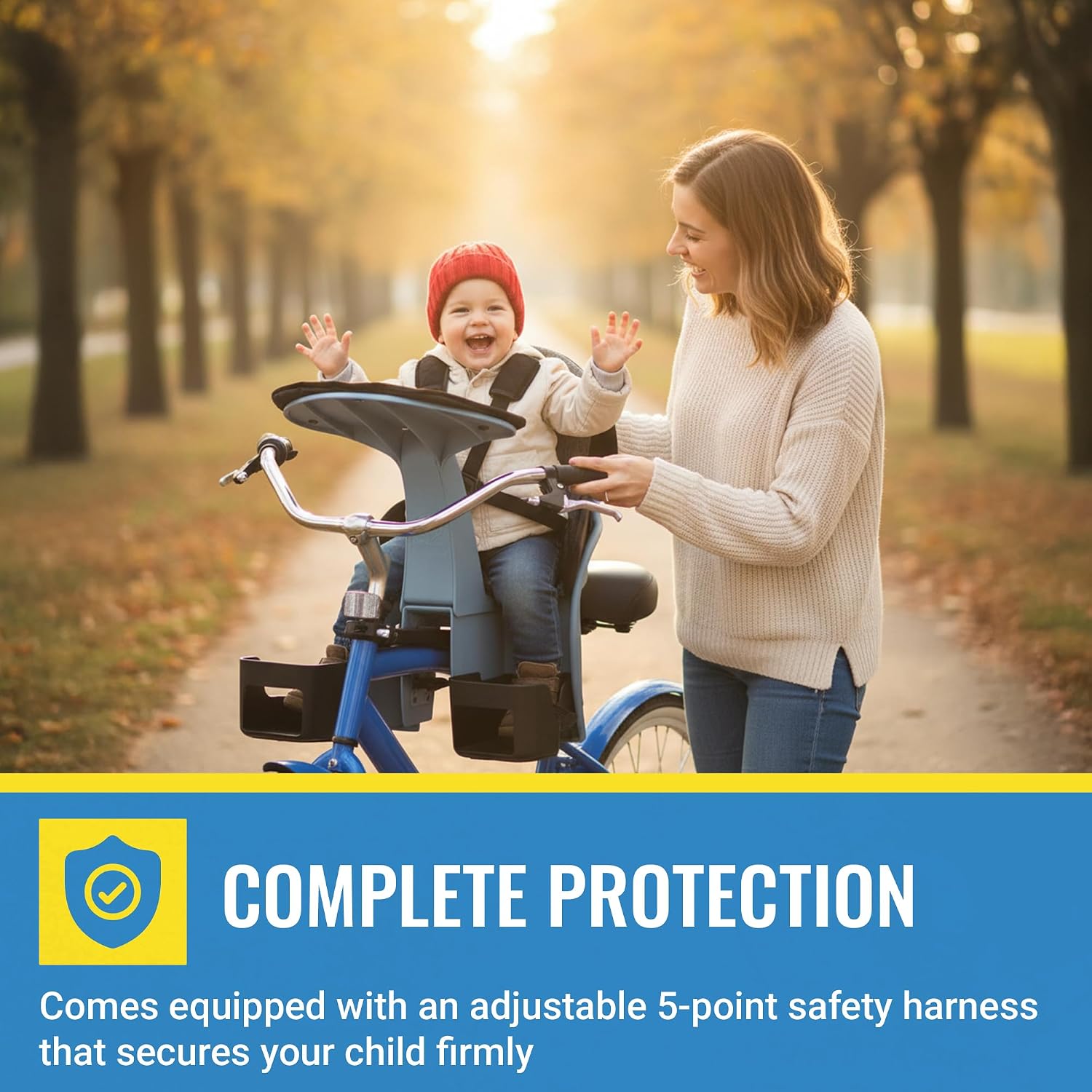 KaZAM Front-Mounted Child Bike Seat – Kangaroo & Wallaby Models with Padded Front Bumper/Dashboard