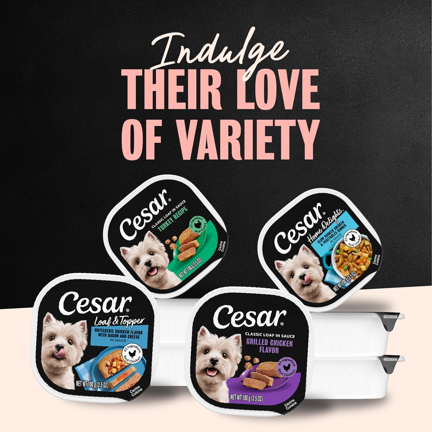 Cesar Wet Dog Food, Steak Lovers Variety Pack, 3.5 oz, 36 Count | Real meat #1 ingredient, easy peel trays, 100% complete & balanced, no fillers, no added sugar, no artificial flavors