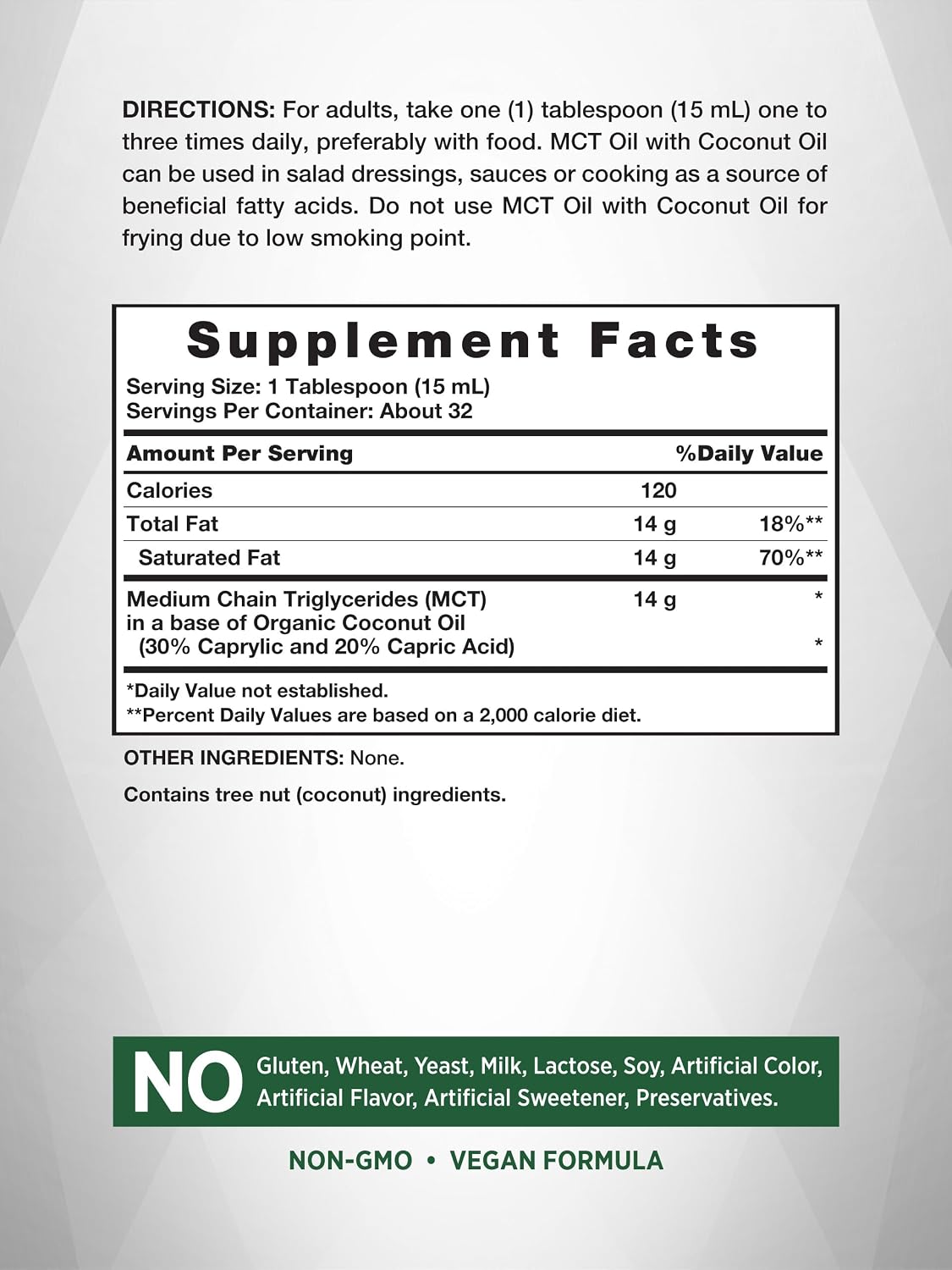 Nature's Truth MCT Oil | 16 fl. oz | Keto, Unflavored Formula | with Coconut Oil | Vegan, Non-GMO