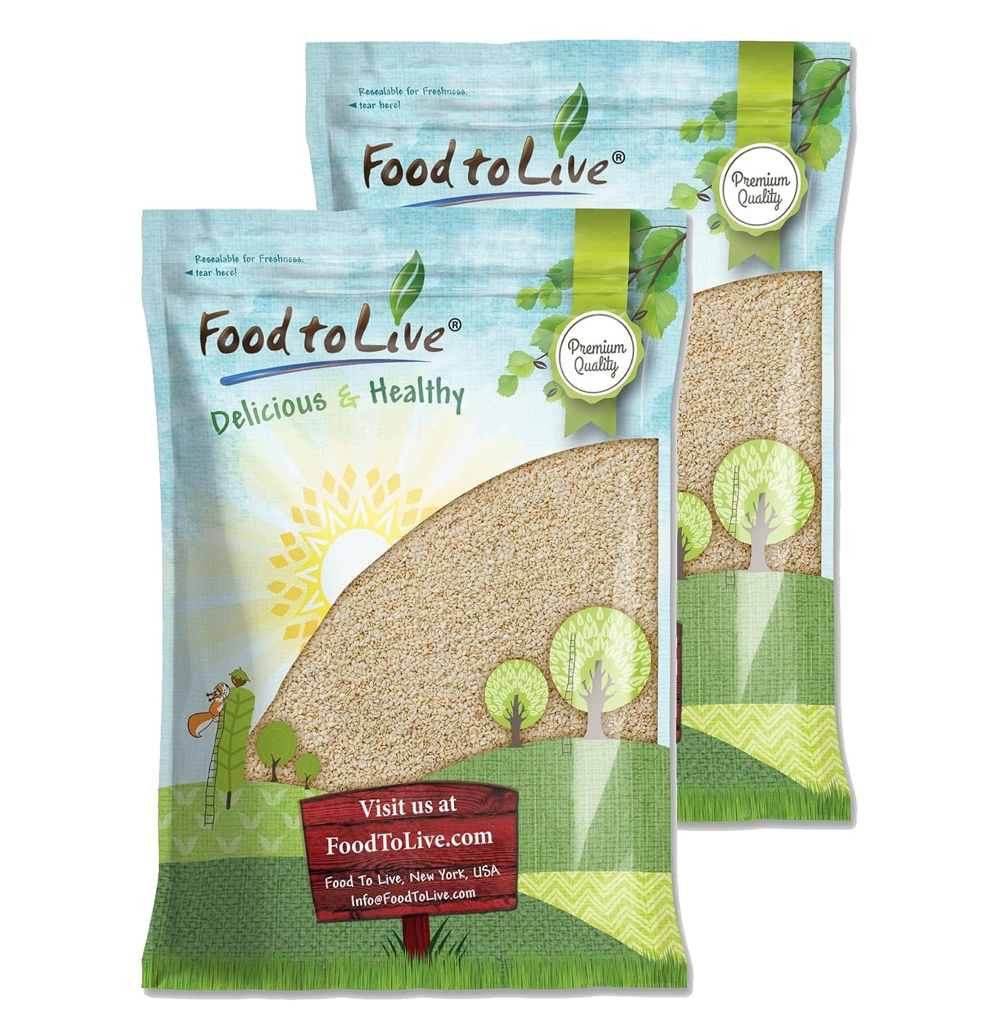 Food to Live - Hulled Sesame Seeds, 4 Pounds Whole Raw White Sesame Seeds, Kosher and Vegan, Unroasted, Bulk Sesame. High in Magnesium, Iron, and Calcium.
