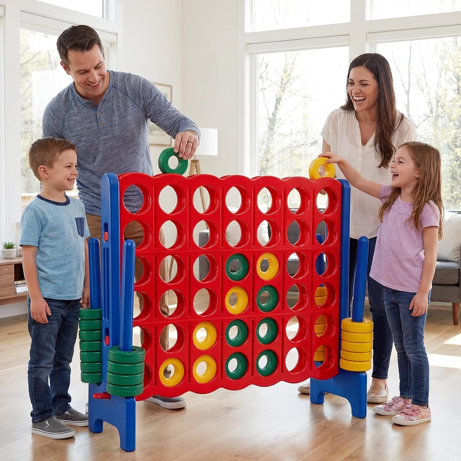 Costzon Giant 4-in-A-Row, Jumbo 4-to-Score Giant Game Set for Kids & Adults, Indoor Outdoor Yard Connect Game