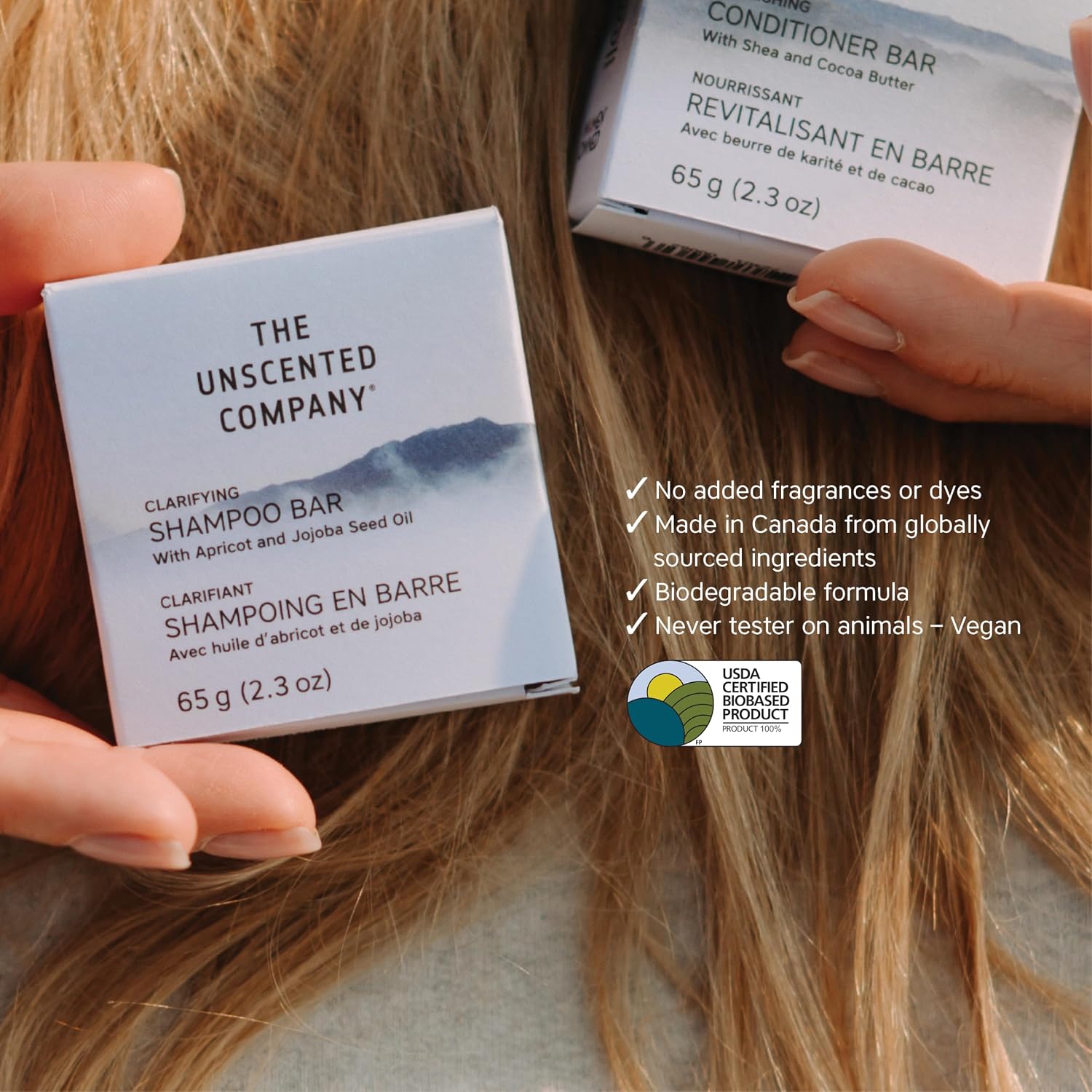 The Unscented Company Clarifying Shampoo Bar, For Fine to Wavy Hair Types, 2.3 oz (65 g)