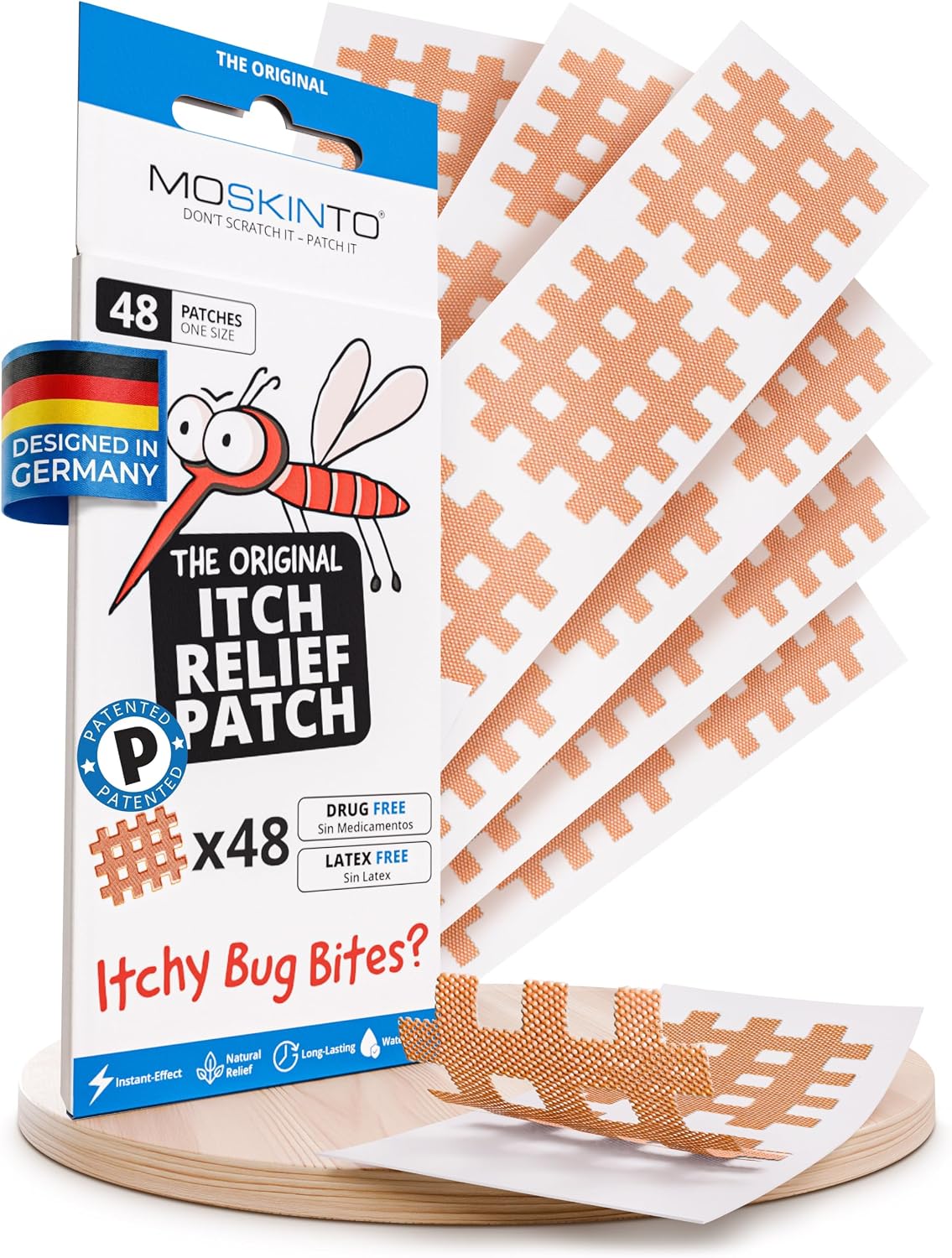Moskinto The Original Mosquito Itch Relief Patches for Kids & Adults, Bug Bite Patches Soothe Swelling & Itching, Anti Itch Bug Bite Relief
