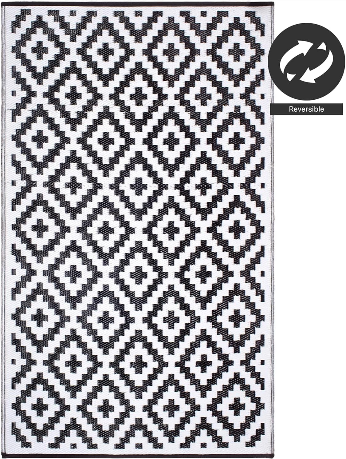 FH Home Outdoor Camping Rug - Waterproof, Fade Resistant, Reversible - Premium Recycled Plastic - Striped - Large Patio, Deck, Sunroom