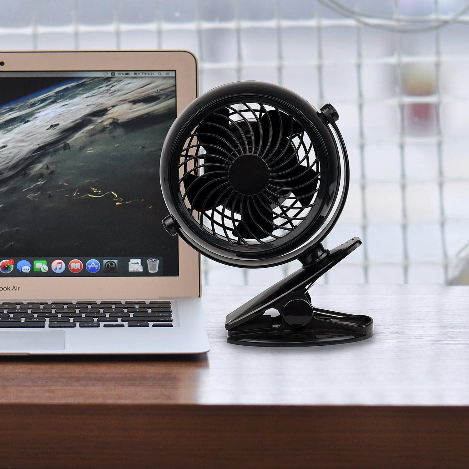 Gazeled Clip on Fan Battery Operated, 360° Rotation, with 8 Free AA Batteries, Quiet USB or Battery Operated Fan