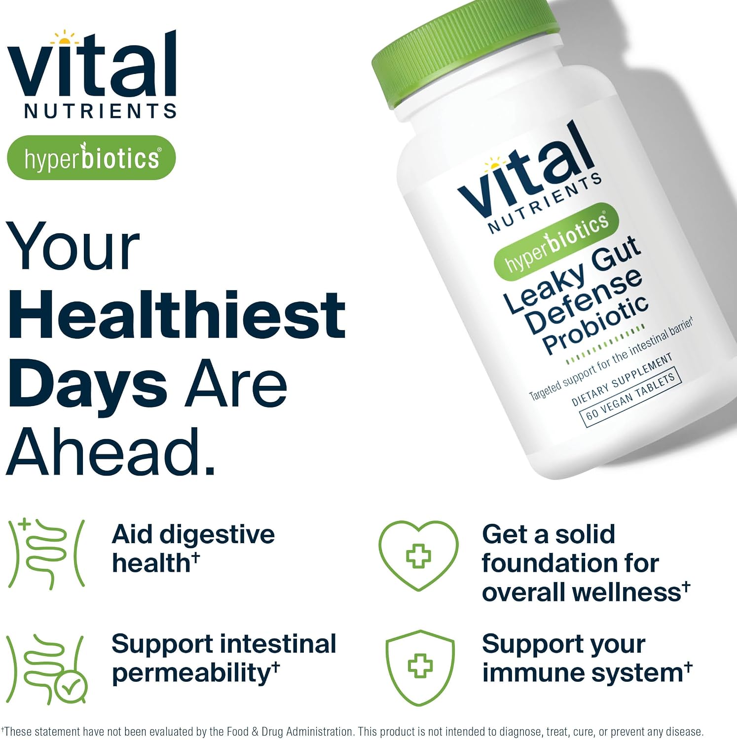 Hyperbiotics Vital Nutrients Leaky Gut Repair Supplement Probiotic | Science Backed Formula Strengthens Intestinal Barrier and Gut Health | Reduces