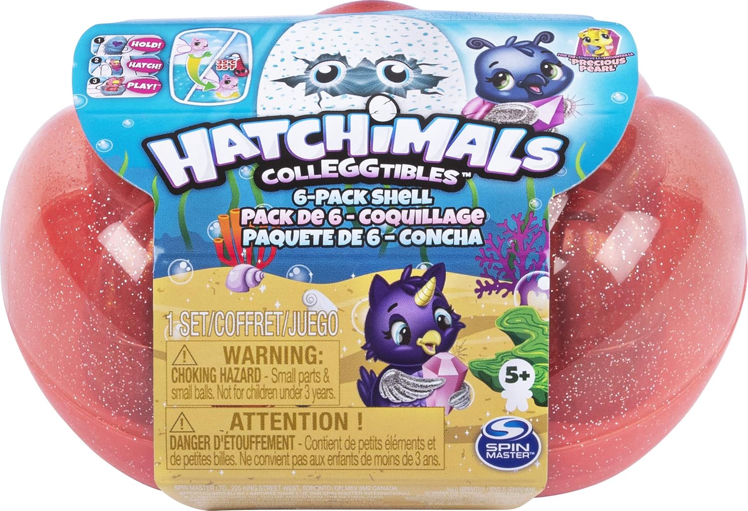 HATCHIMALS CollEGGtibles, Mermal Magic 6-Pack Shell Carrying Case with Season 5 CollEGGtibles, for Kids Aged 5 and Up