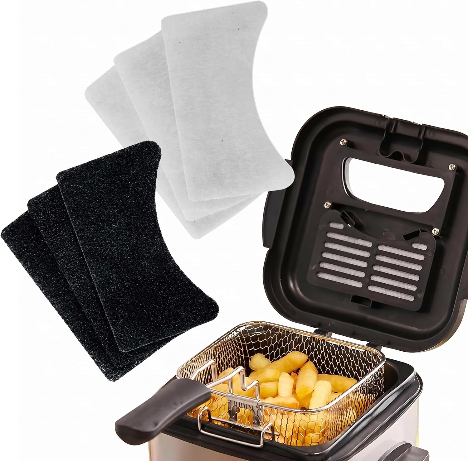 OVENTE Electric Deep Fryer, 0.9L Capacity, 840W, Silver FDM1091BR | Adjustable Temperature Knob, Locking Lid, Removable Frying Basket and Cool Touch Handle, Easy to Clean Stainless Steel Body