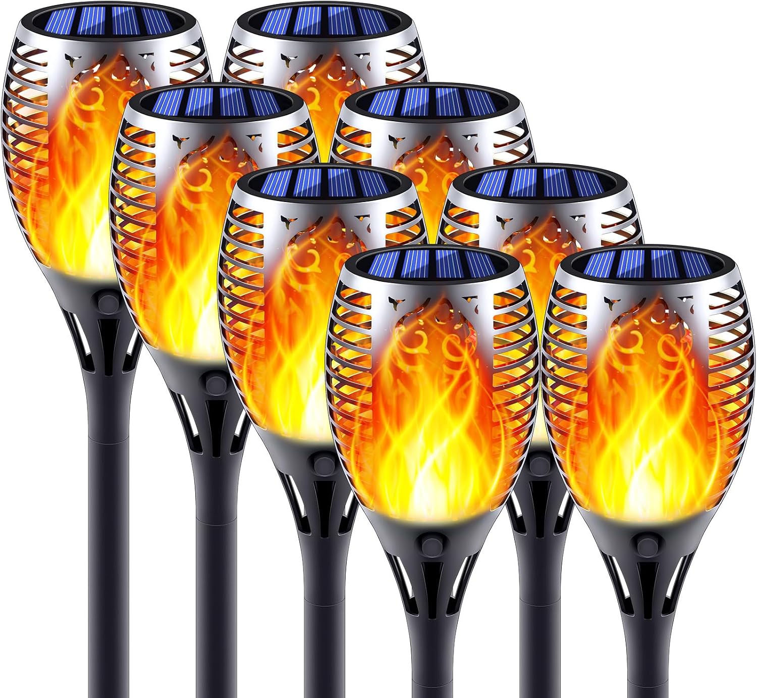8 Pack Large Size Solar Flame Lights Outdoor with Flickering Flame