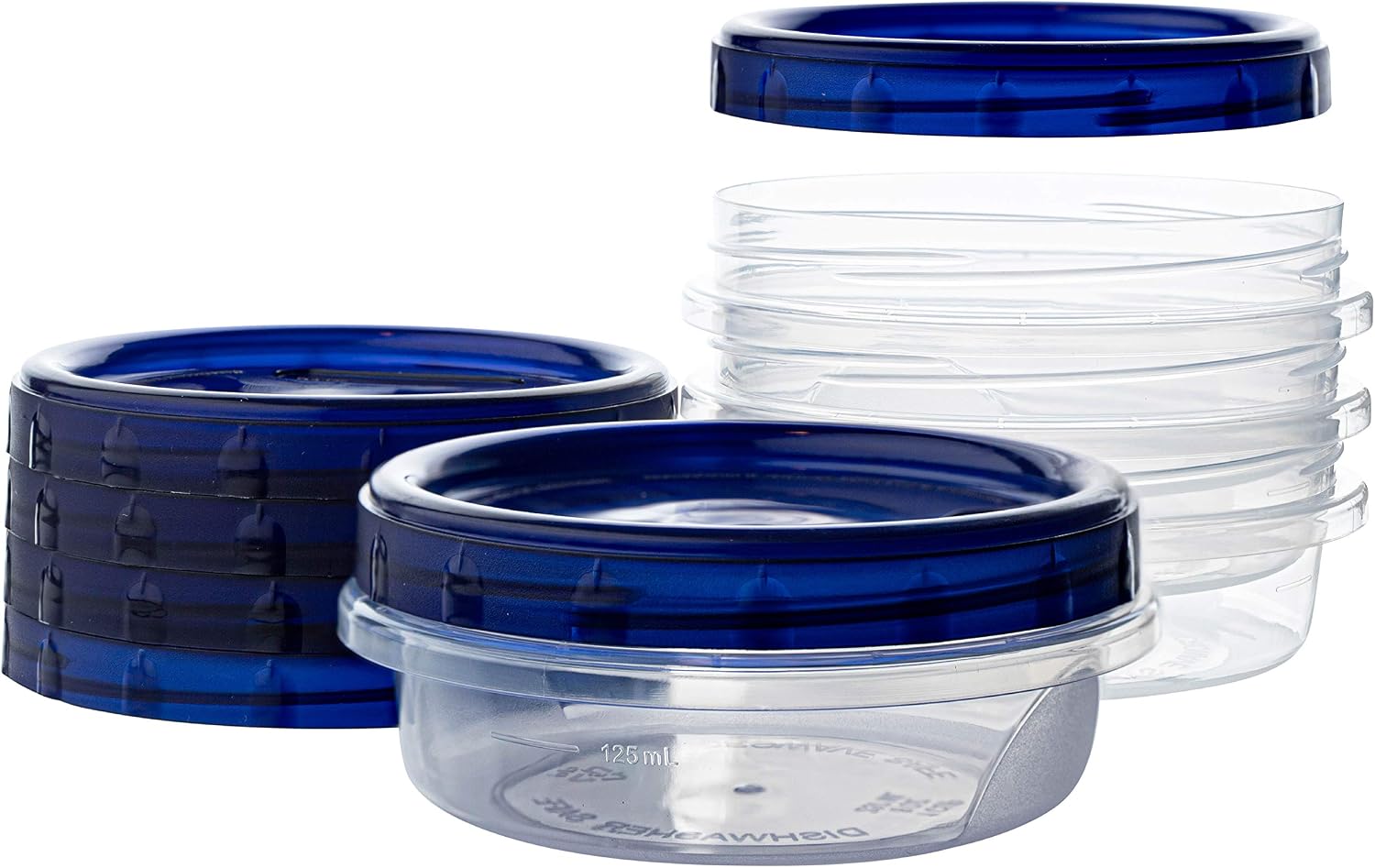 PLASTICPRO Twist Top Deli Containers Clear bottom With blue [32 oz 3 Pack]