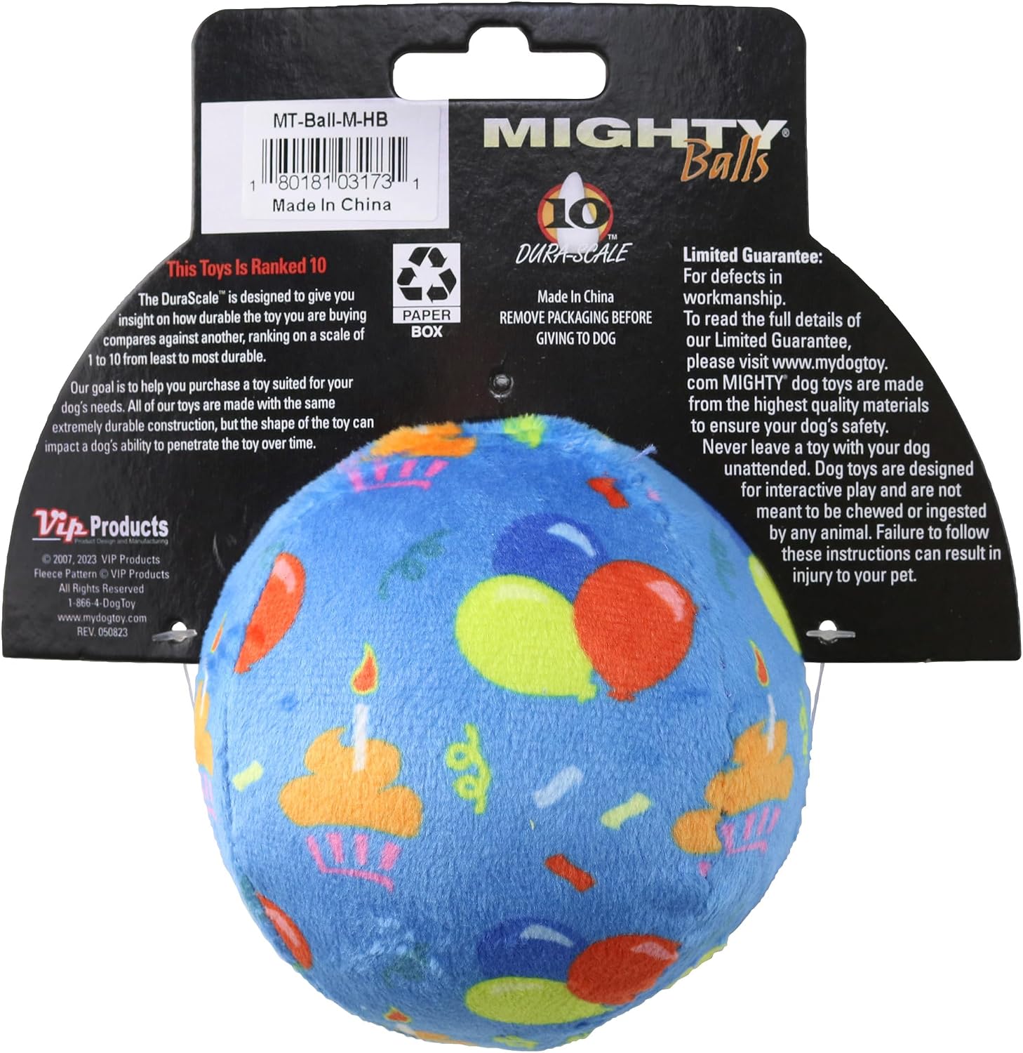 MIGHTY Tuffy 2 Pack Medium Ball Dog Toy: Ultra Durable Plush Toy with Multiple Layers & Reinforced Seams, Washable and Floats, Vinyl Ball & Fleece