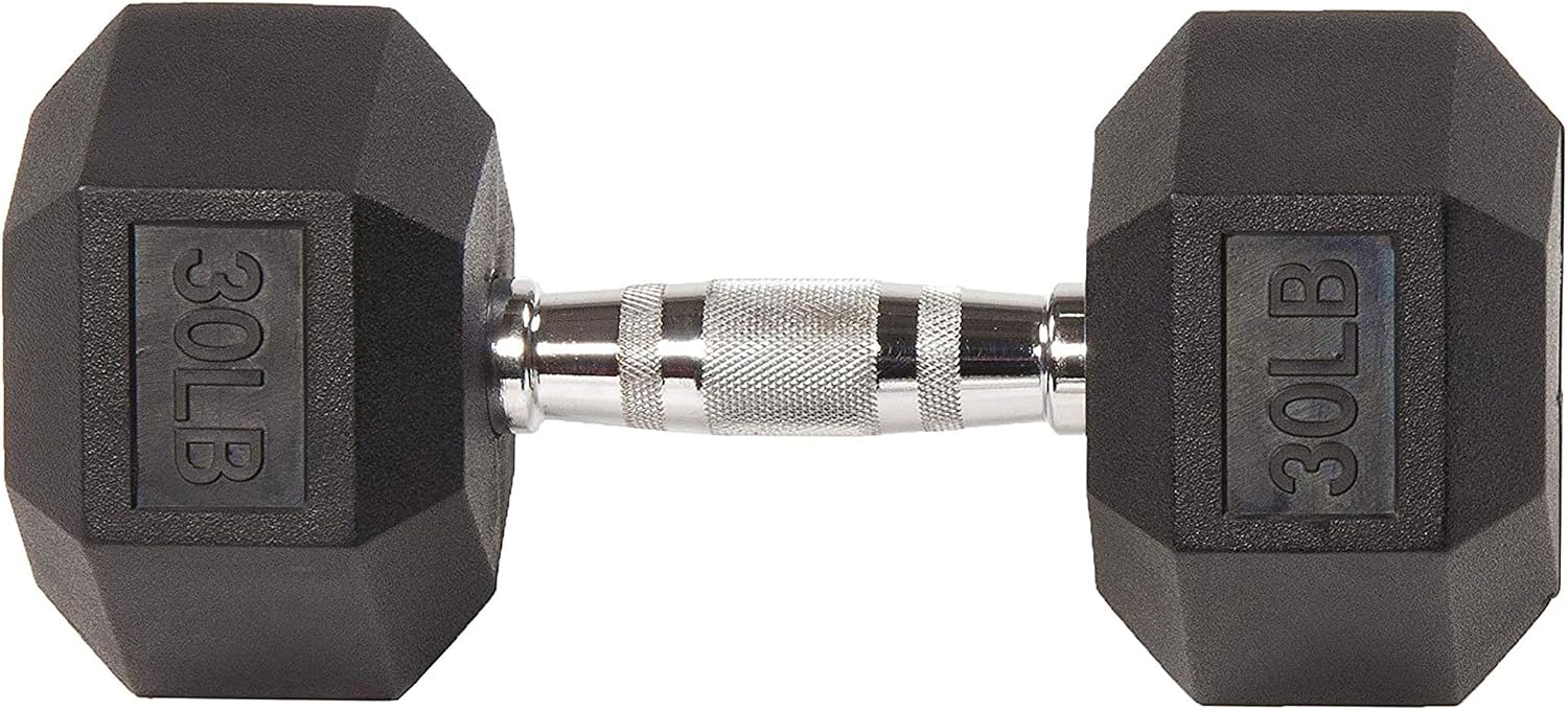 Rubber Encased Hex Dumbbell with Knurled Alloy Material Non-slip Handle, Basic Professional Dumbbell