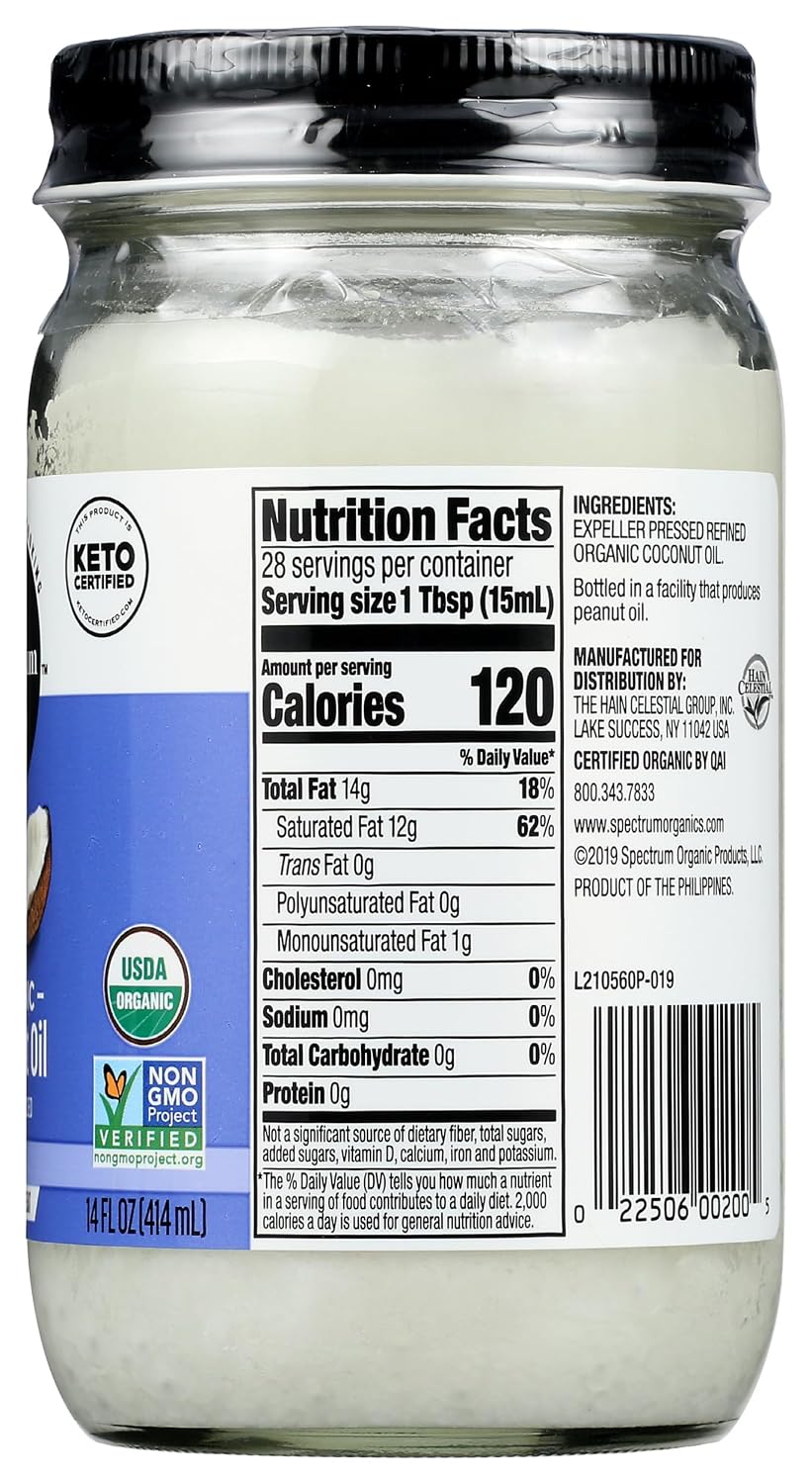 Spectrum Naturals Organic Coconut Oil, 14 Oz (packaging may vary)