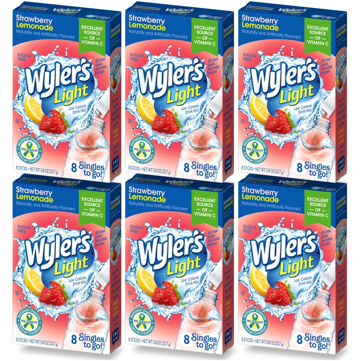 Wyler’s Light Singles To Go Drink Mix, Cherry Limeade, 8 Count (Pack of 3)