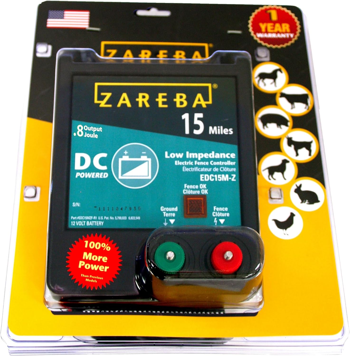 Zareba 15-Mile Battery Operated Low Impedance Electric Fence Charger | Livestock Containment for Horses, Cattle, Pigs, Heavy Weed Conditions