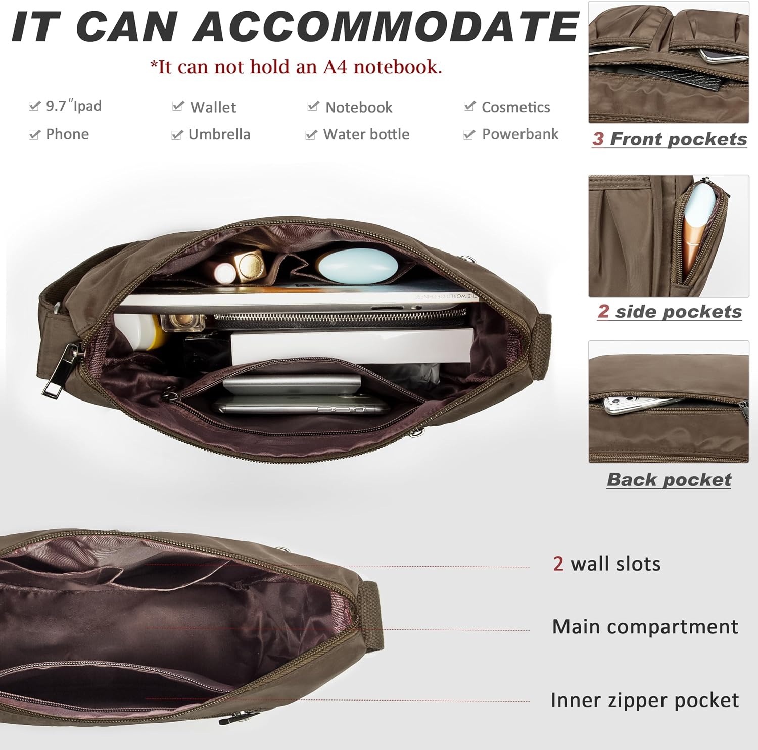 VOLGANIK ROCK Crossbody Purses for Women Shoulder Handbags Lightweight Waterproof Nylon Travel Bag Ladies Pocketbooks
