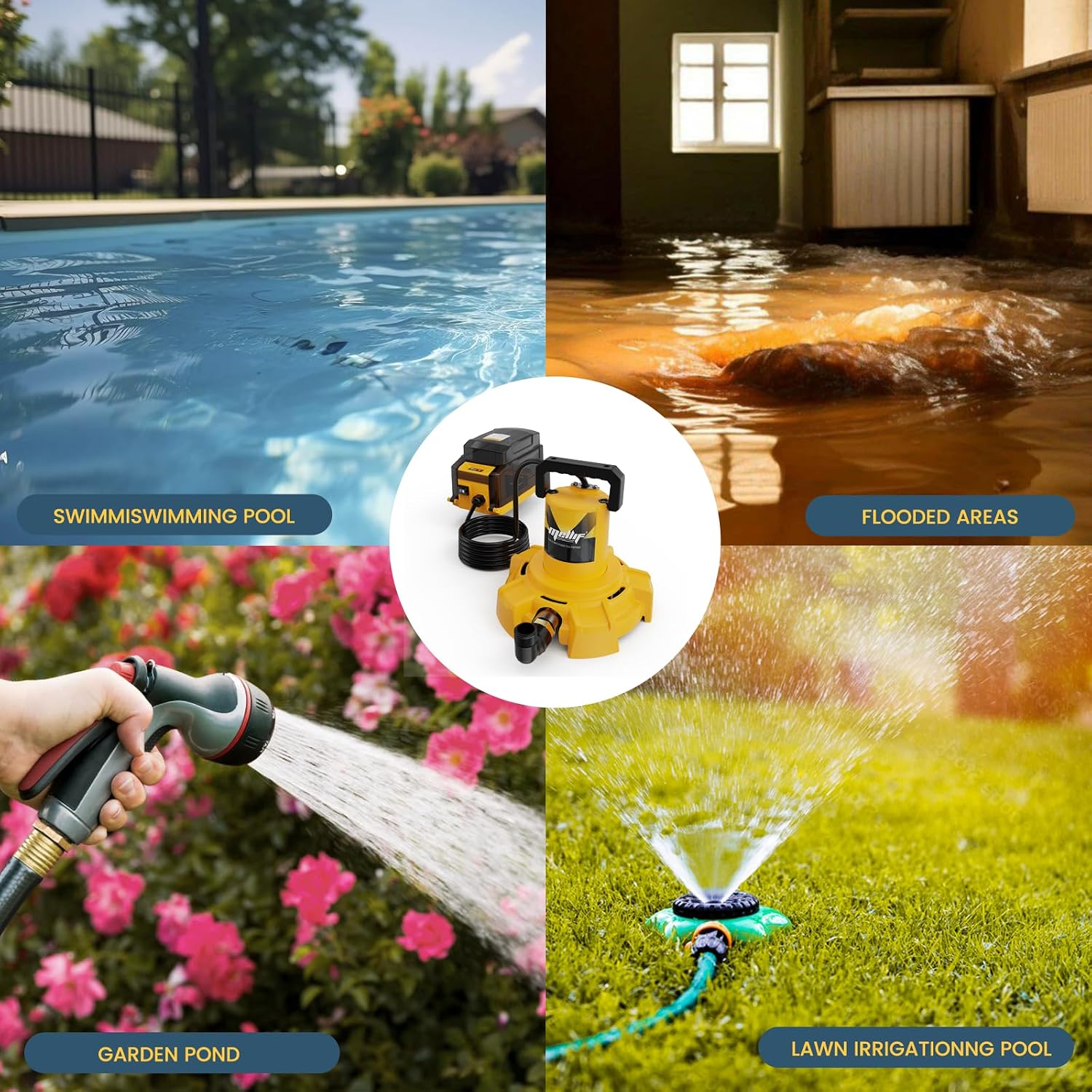 Cordless Submersible Sump Pump Compatible with Dewalt 20V/60V MAX Battery | Tool Only