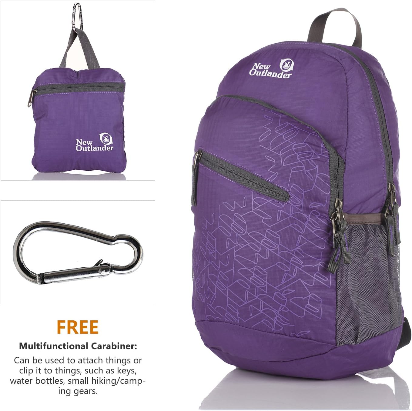 Packable Handy Lightweight Travel Hiking Backpack Daypack-Orange