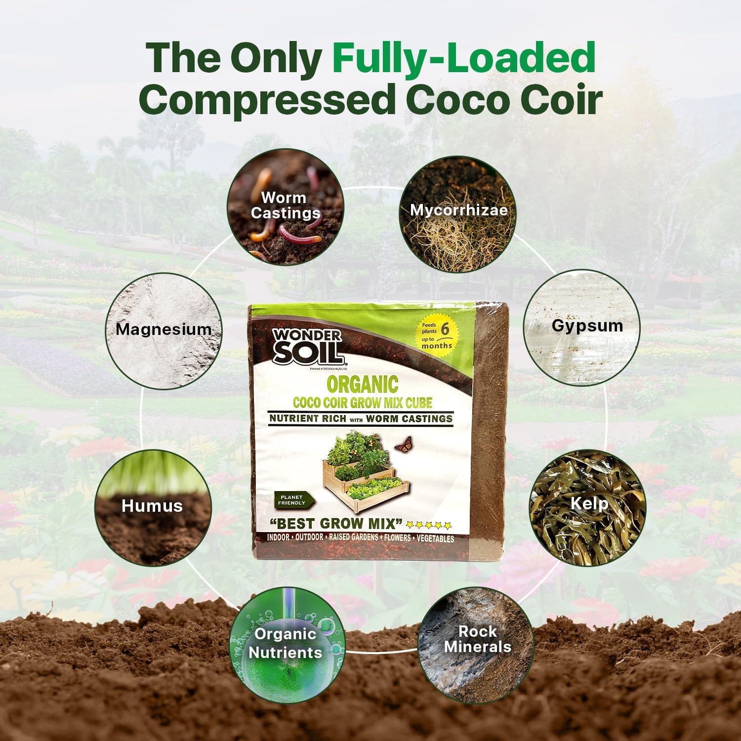 | (72 Quarts) The Only Ready to Plant Compressed Coco Coir Fully Loaded with Nutrients | Organic Coco Coir Brick/Block | 10 LBS Block Expands to 72