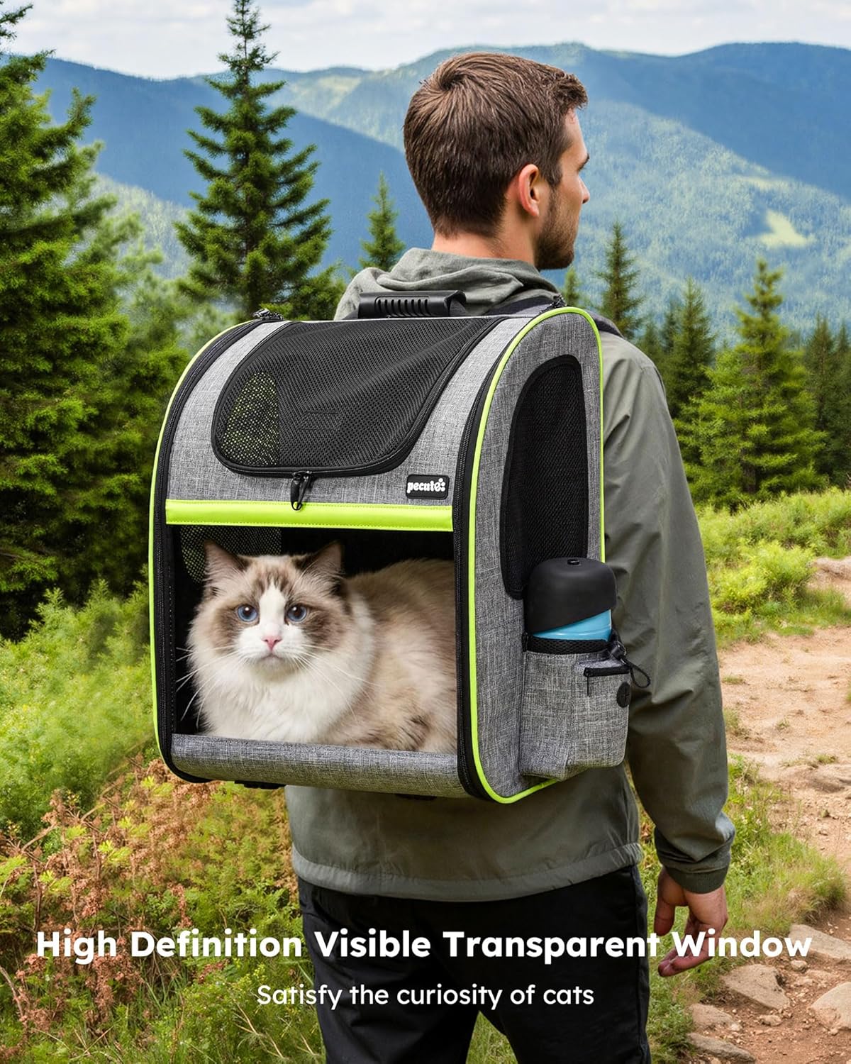 pecute Cat Backpack Expandable, Cat Carrier Backpack with Breathable Window