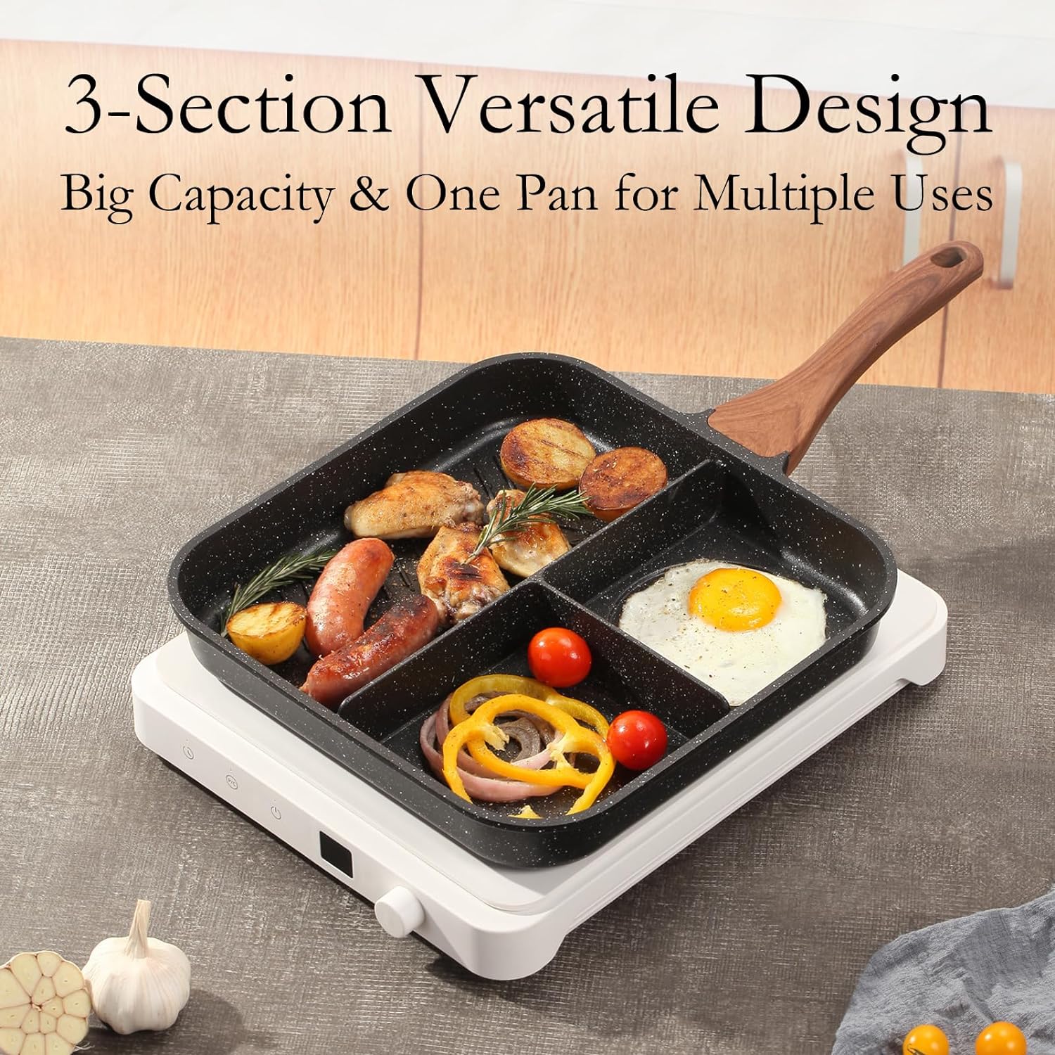 ESLITE LIFE Nonstick Grill Pan for Stove Tops, Versatile Griddle with Pour Spouts