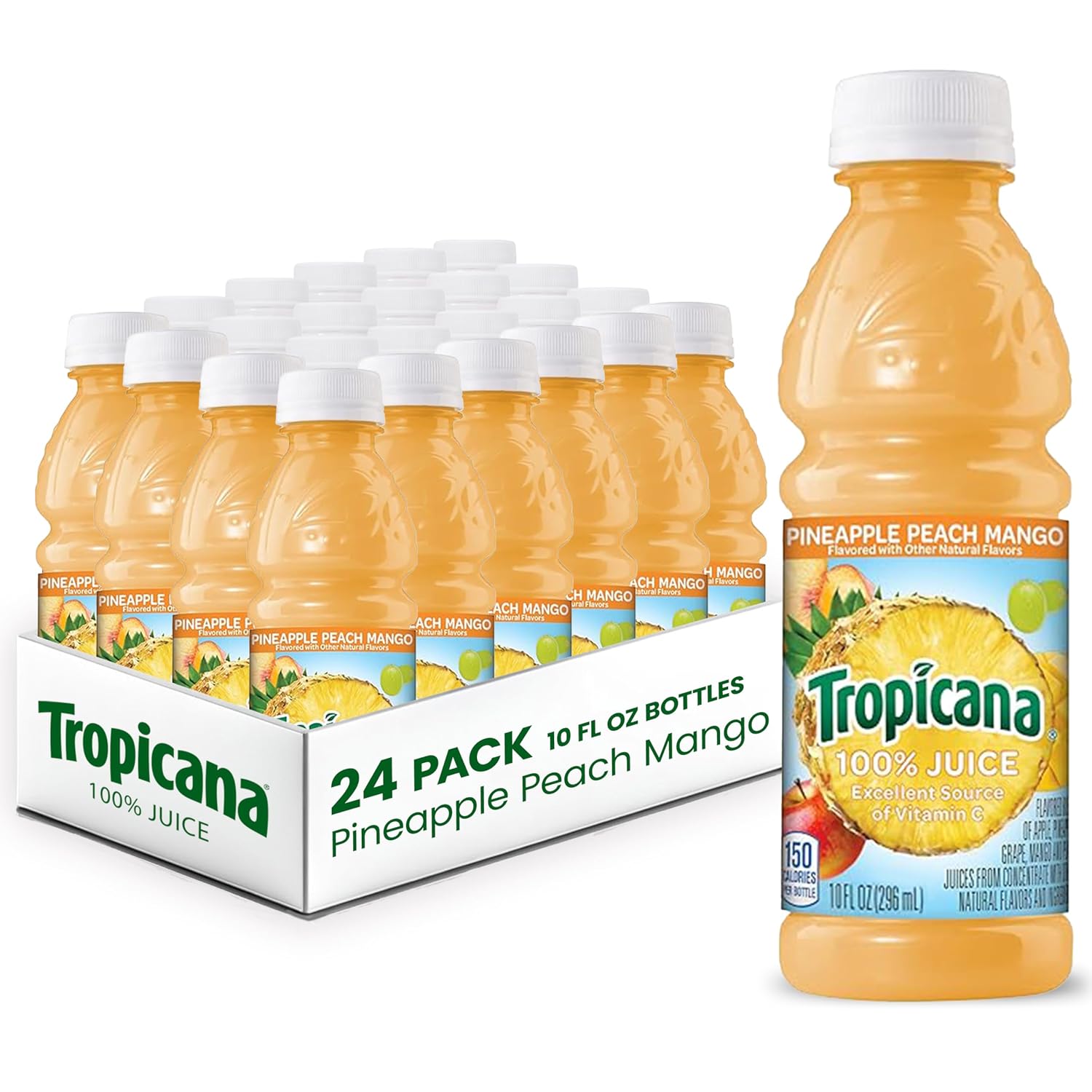 Tropicana Pineapple Peach Mango 100% Juice, 24-pack, 10 fl oz bottles