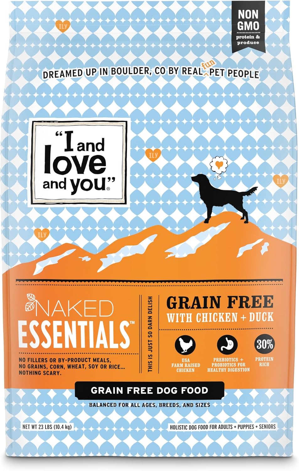 I and love and you Naked Essentials Dry Dog Food - Lamb + Bison - High Protein, Real Meat, No Fillers, Prebiotics + Probiotics, 4lb Bag