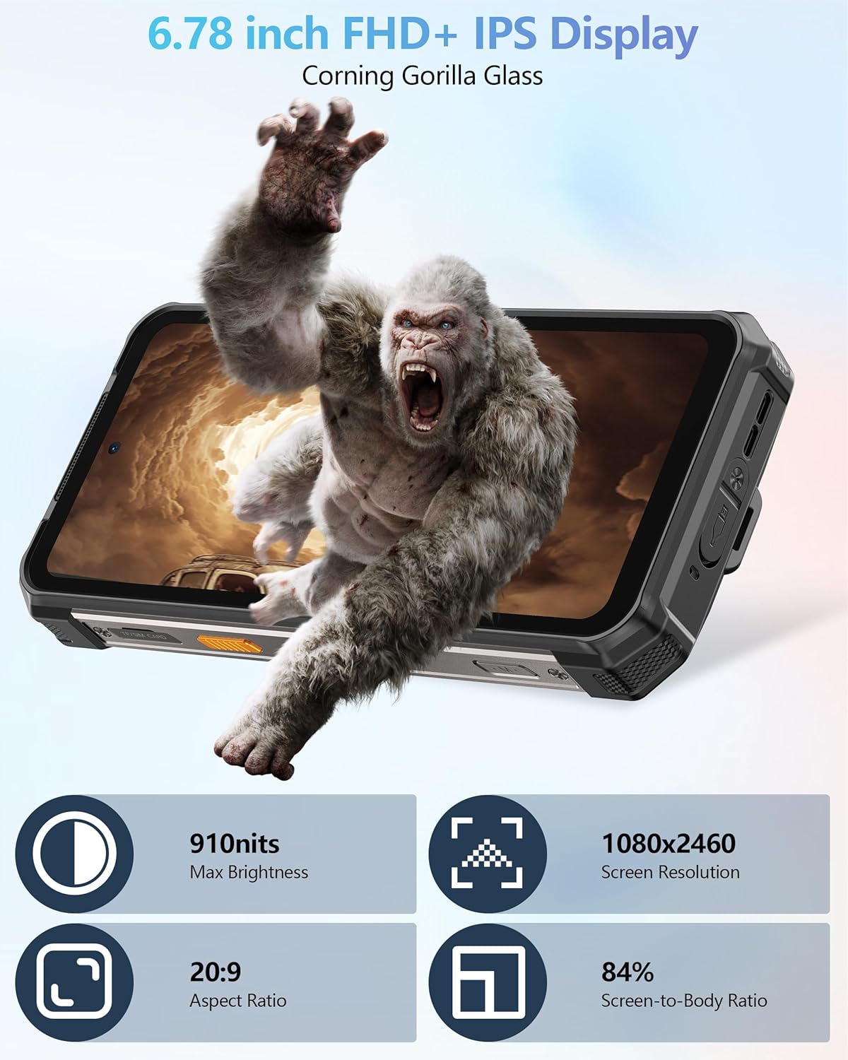 Ulefone RugKing 5 Pro Rugged Smartphone Android 16, 20000mAh(33W), 16GB(8+8)+256GB, 64MP+20MP Night Vision, 6.78" FHD+ Corning Gorilla Glass