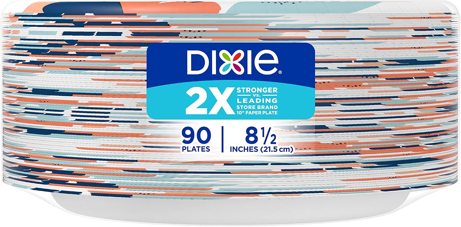 Dixie Large Paper Plates, 10 Inch, 54 Count, 2X Stronger, Microwave-Safe, Soak-Proof, Cut Resistant, Disposable Plates For Everyday Breakfast, Lunch, & Dinner Meals
