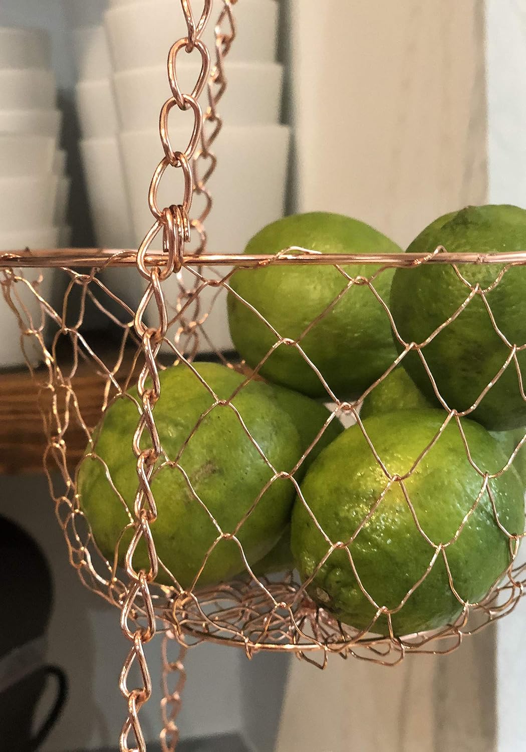 Fox Run 3-Tier Copper Kitchen Hanging Fruit Baskets For Kitchen, 32 Inches | Easily Store & Display Fruit & Vegetables | 3 Tiers Of Baskets For Organization | Beautiful Copper Hanging Kitchen Baskets