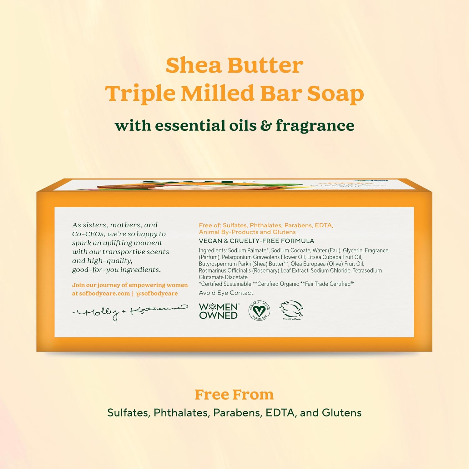 South Of France SoF Triple Milled Bar Soap, Coconut & Shea Butter