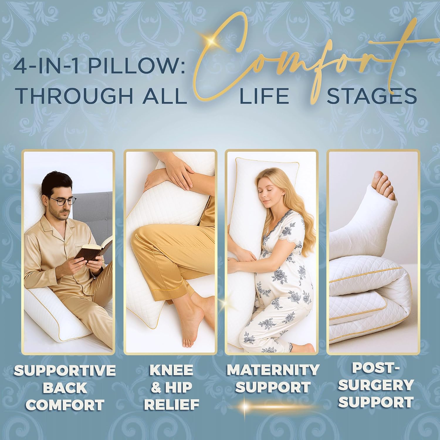 Royal Therapy Queen Size Set of 2-Shredded Memory Foam Pillow–Adjustable Memory Foam Pillow for Sleeping, Firm Pillow for Neck & Shoulder Support