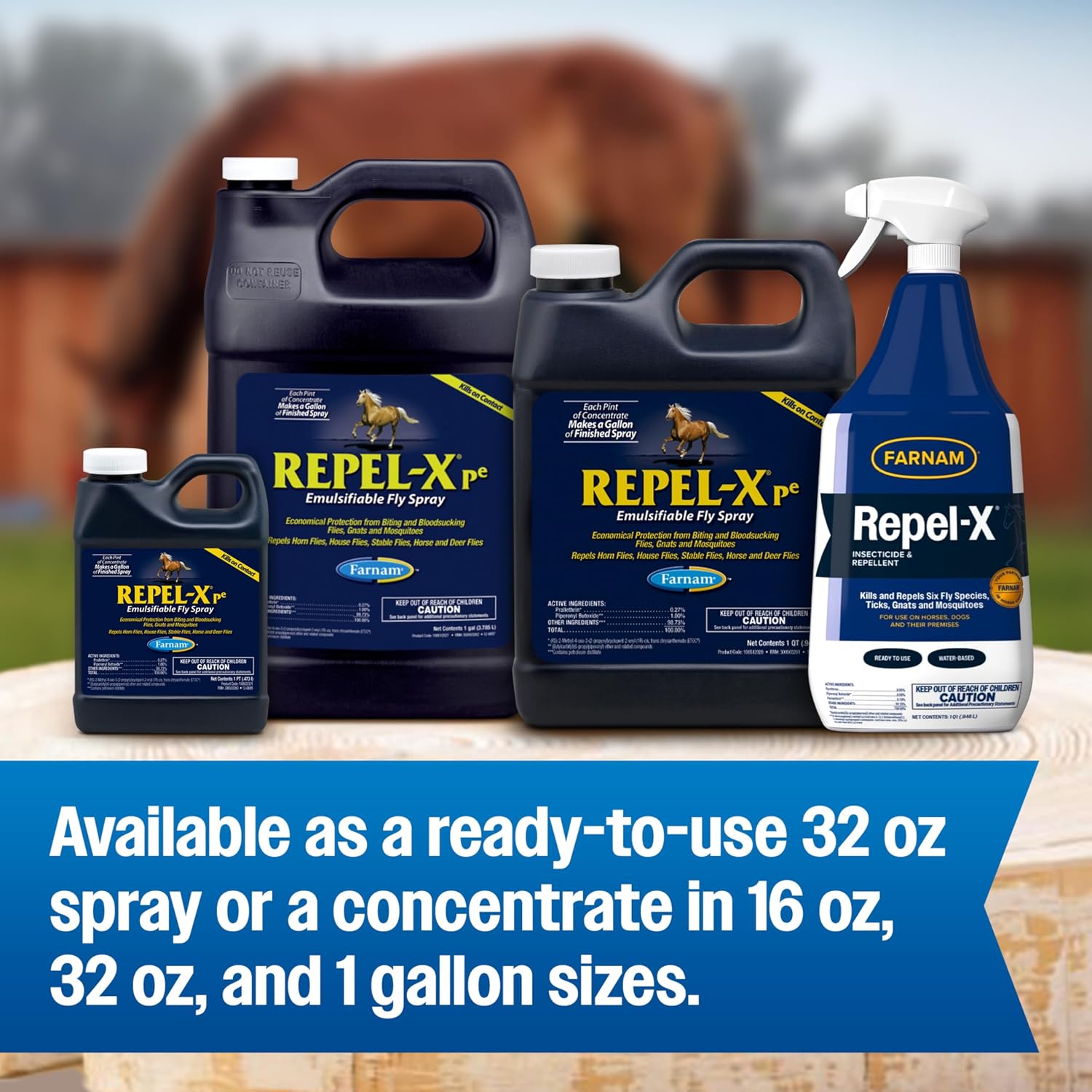 Farnam Repel-X pe Fly Spray Concentrate for Horses & Dogs, 16 oz | Makes 4 Quarts,Repels barn flies, gnats, mosquitoes, ticks, and lice as a concentrated that mixes with water