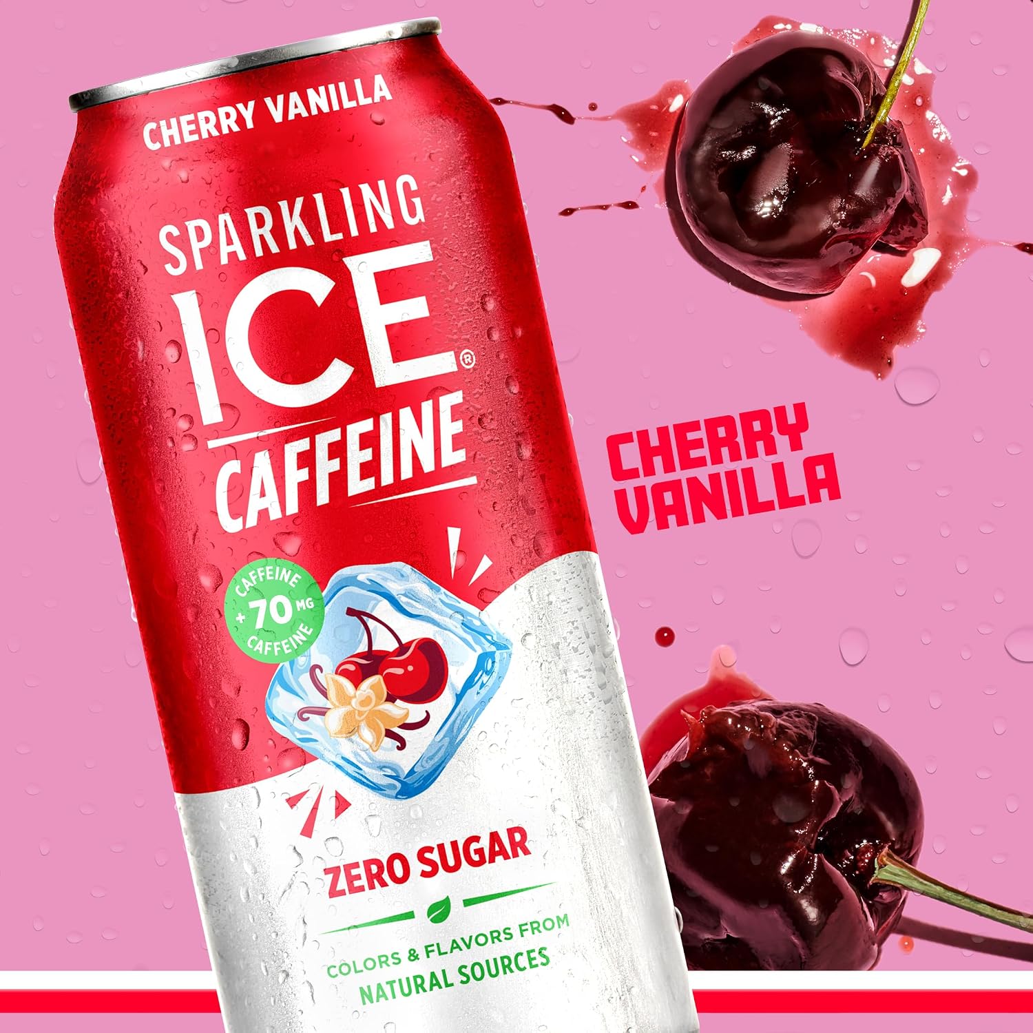 Sparkling Ice Caffeine Black Raspberry Sparkling Water with Caffeine, Zero Sugar, with Antioxidants and Vitamins,16 fl oz Cans (Pack Of 12)