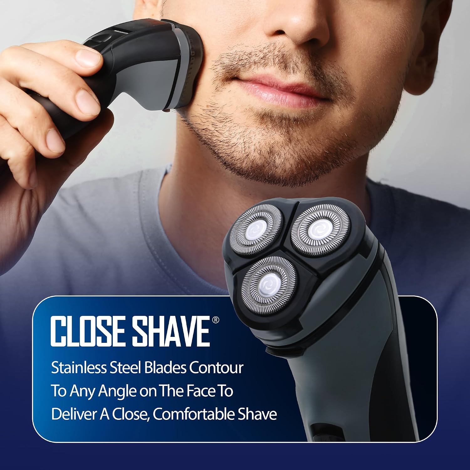 Barbasol Rotary Shaver, Rechargeable Electric Rotary Shaver with Stainless Steel Blades, Pop-Up Trimmer, Wireless Cordless Electric Razor, Close Shave