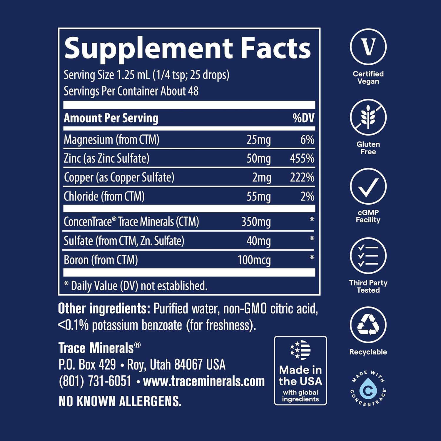 Trace Minerals Ionic Zinc Liquid Drops Supplement 2 fl oz 45 Servings | Highly bioavailable ionic form, 70+ trace minerals per serving