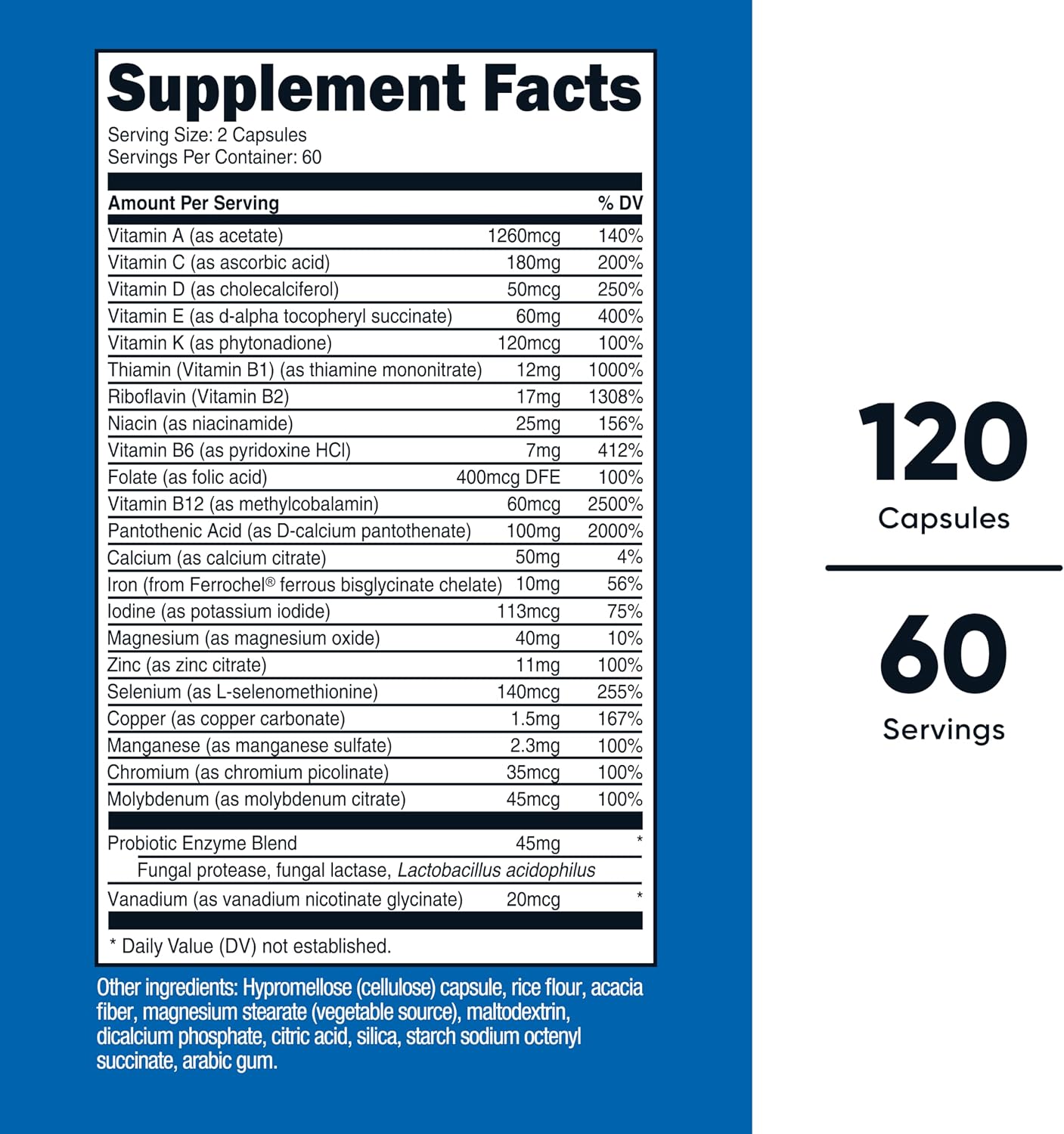 Nutricost Multivitamin with Probiotics 120 Vegetarian Capsules | Packed With Vitamins & Minerals