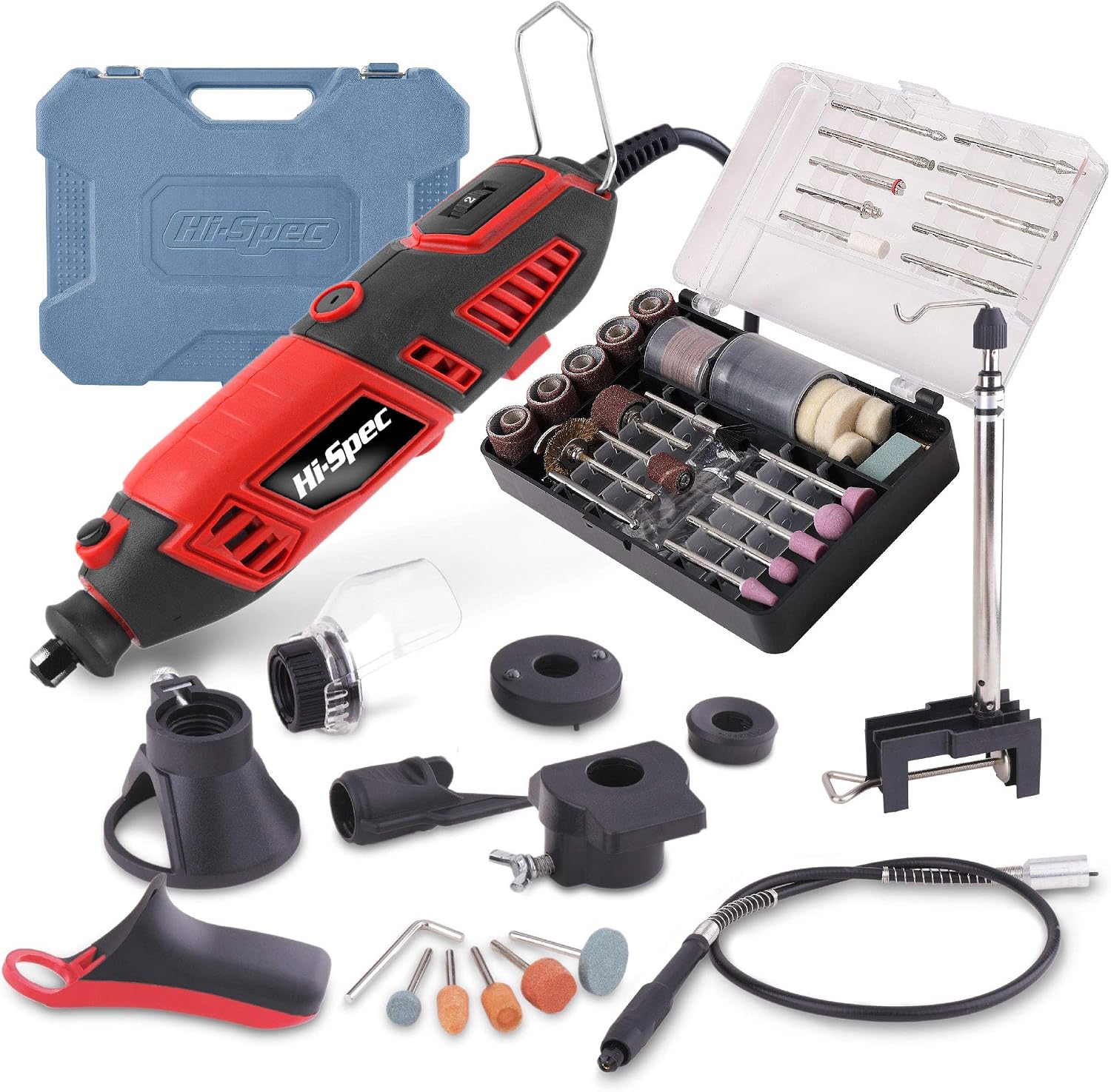 Hi-Spec Corded Rotary Tool Kit for Cutting, Grinding and Sanding with Bits