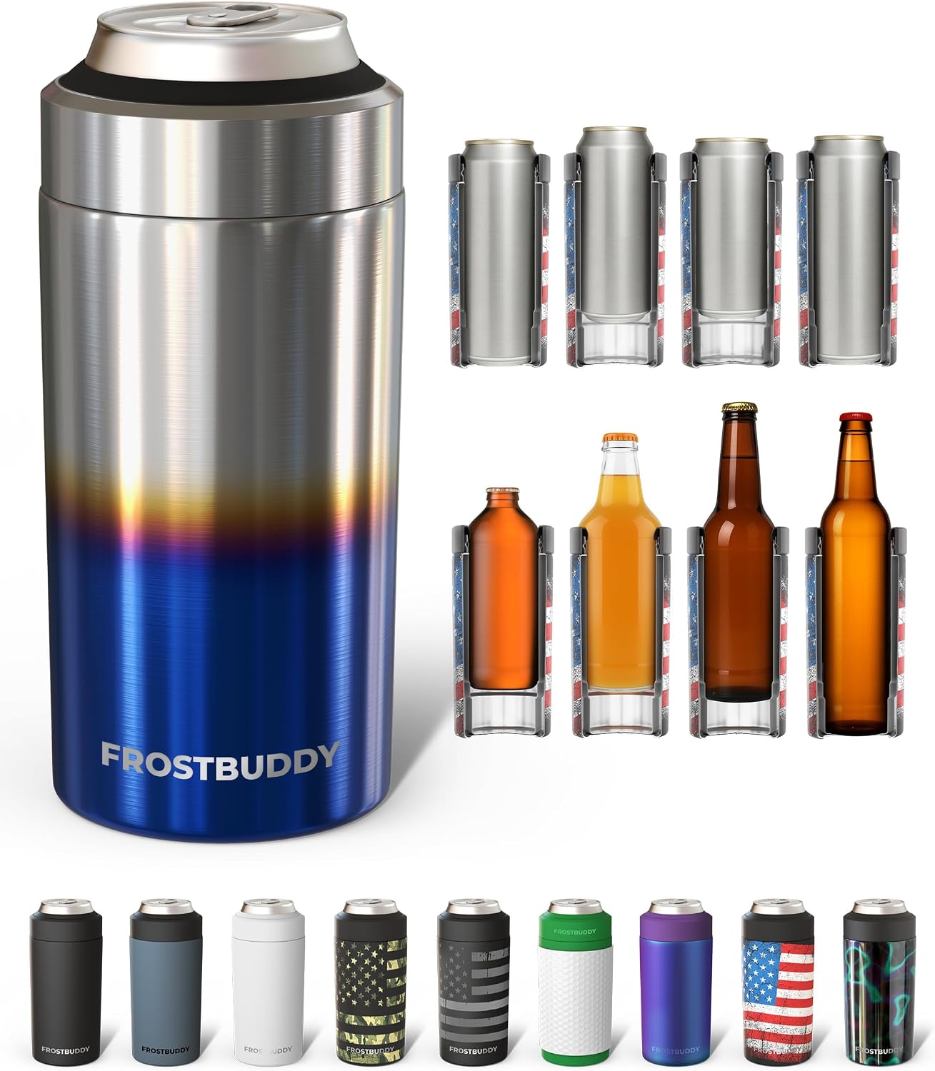 Frost Buddy Universal Can Cooler - Fits Slim Cans, 12 & 16oz (MatteBlack)
