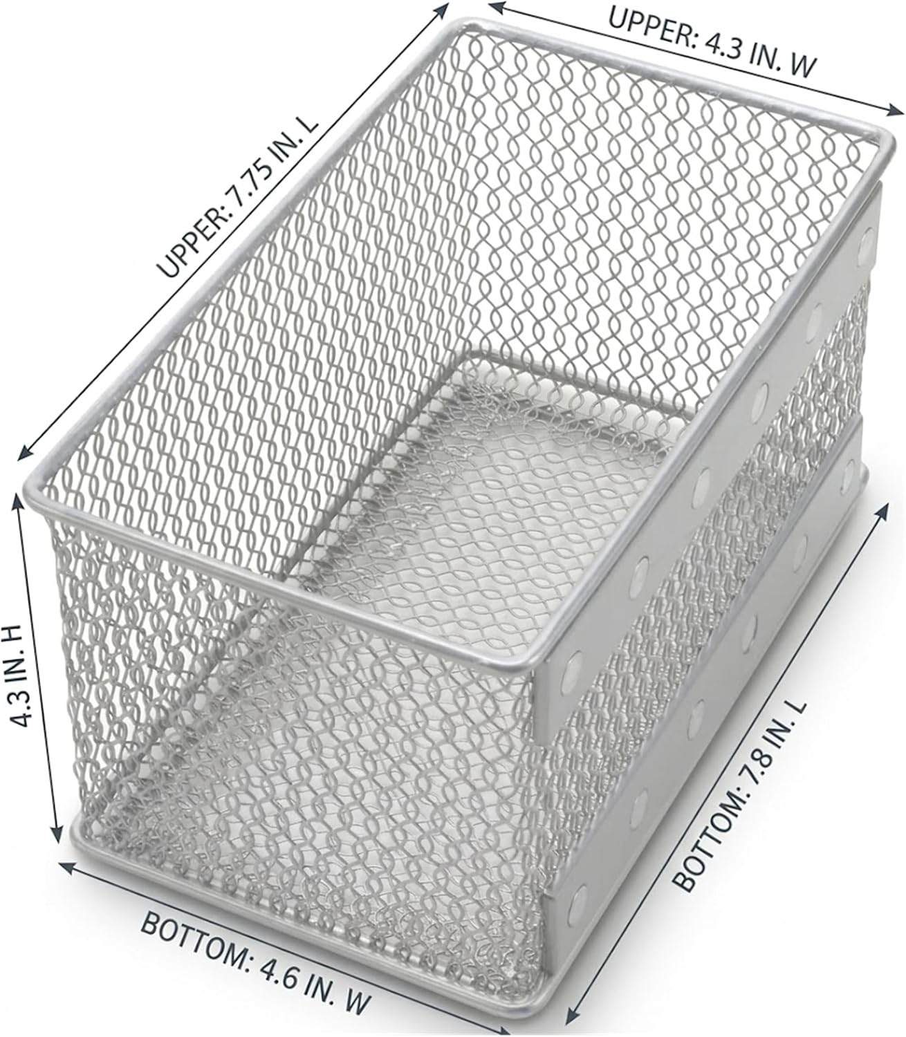 YBM HOME Wire Mesh Magnetic Storage Basket Trash Caddy Kitchen Office Supply Organizer Silver 7.75 in. L x 4.3 in. W x 4.3 in. H
