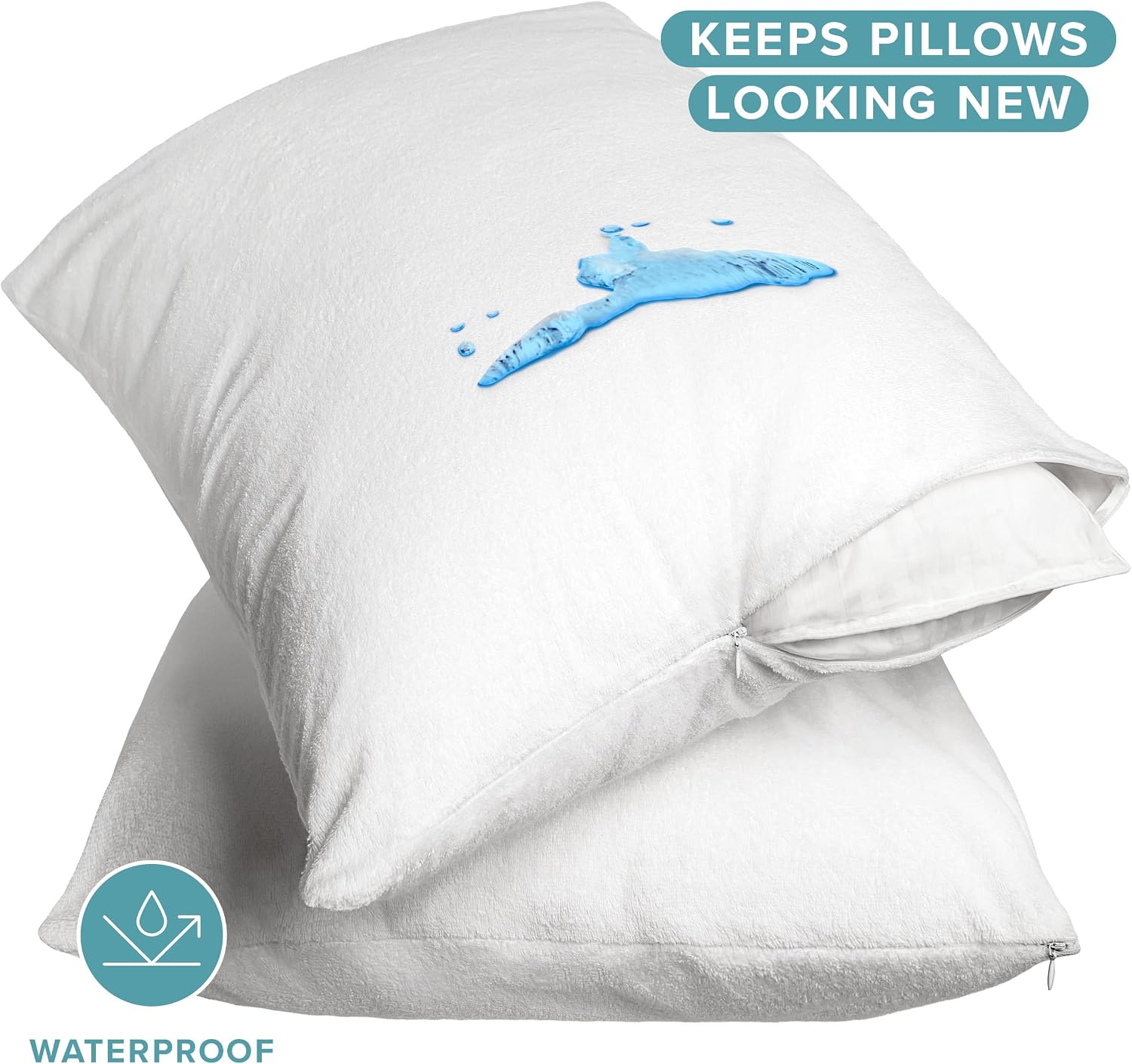 Bare Home Queen Size Mattress Protector - 100% Waterproof & Breathable - Premium Cooling Mattress Cover - Protects Against Spills - Vinyl Free Noiseless - Protect Your Mattress (Queen, White)