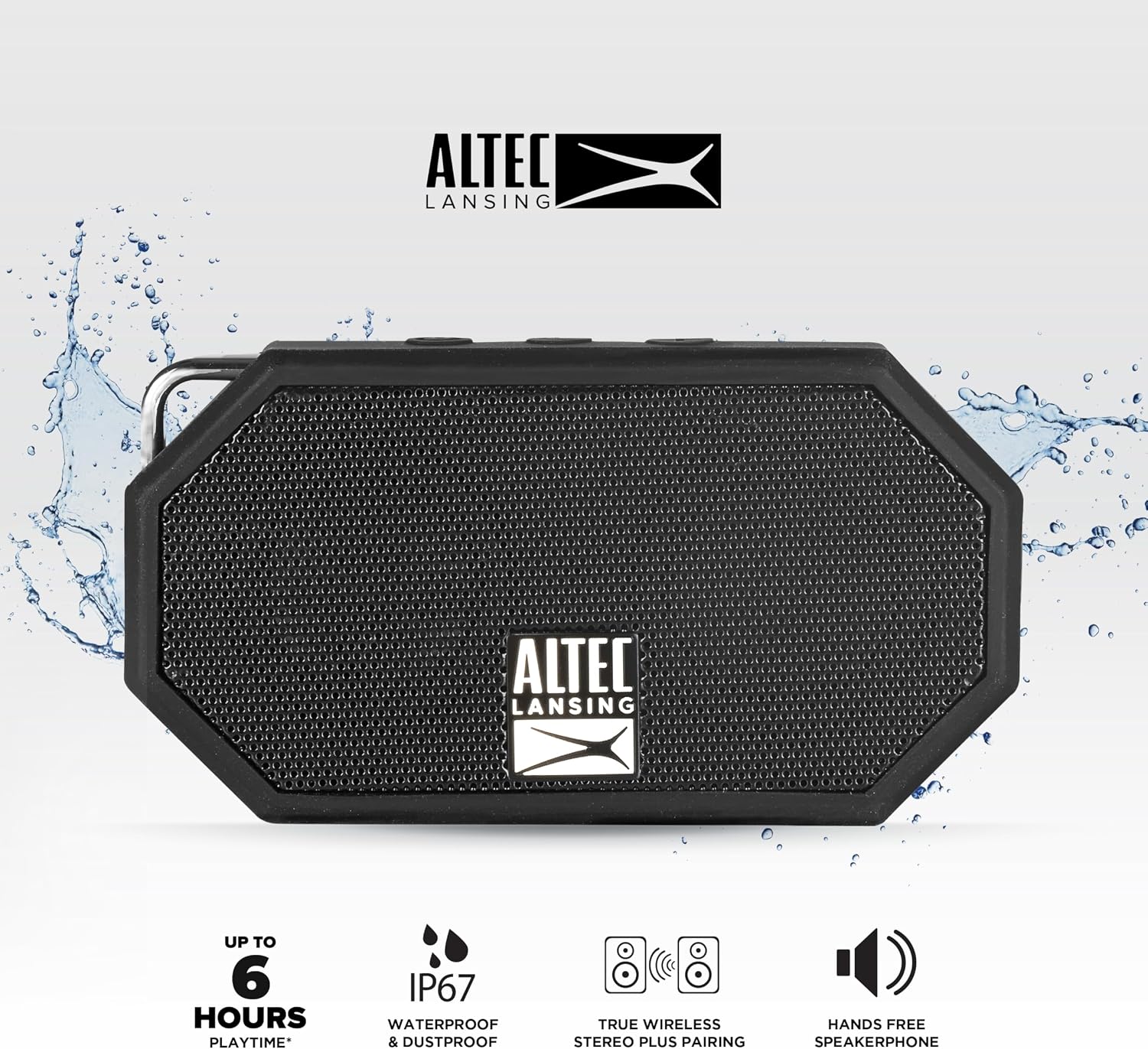 Altec Lansing Mini H2O - Waterproof Bluetooth Speaker, IP67 Certified & Floats in Water, Compact & Portable Speaker for Hiking, Camping, Pool, and Beach